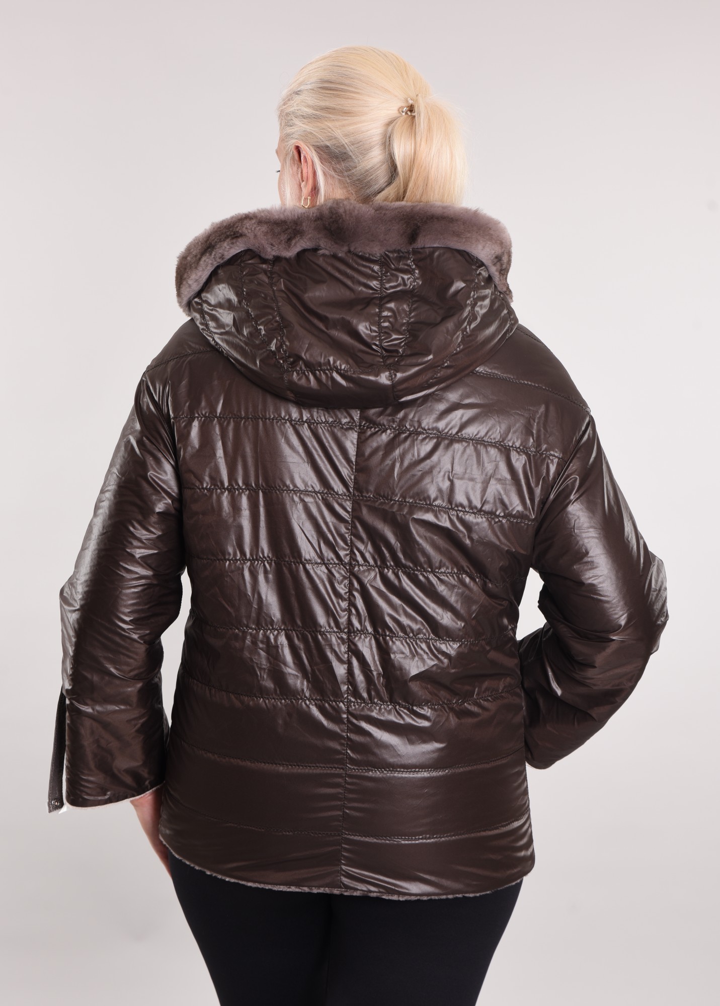 Astragan lined, on the edge of the hood Rex