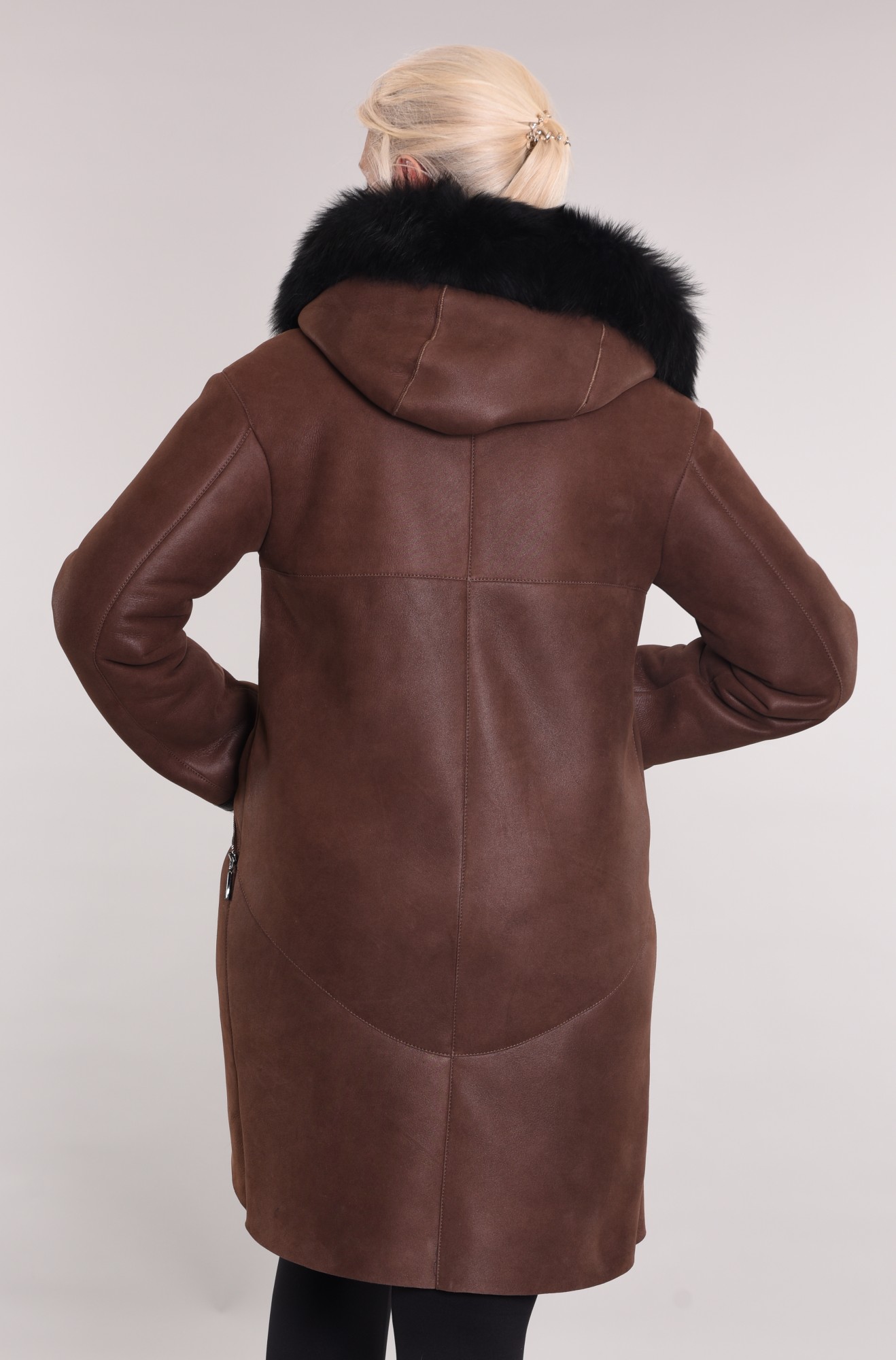 Дублёнка с покрытием, капюшон Тоскана