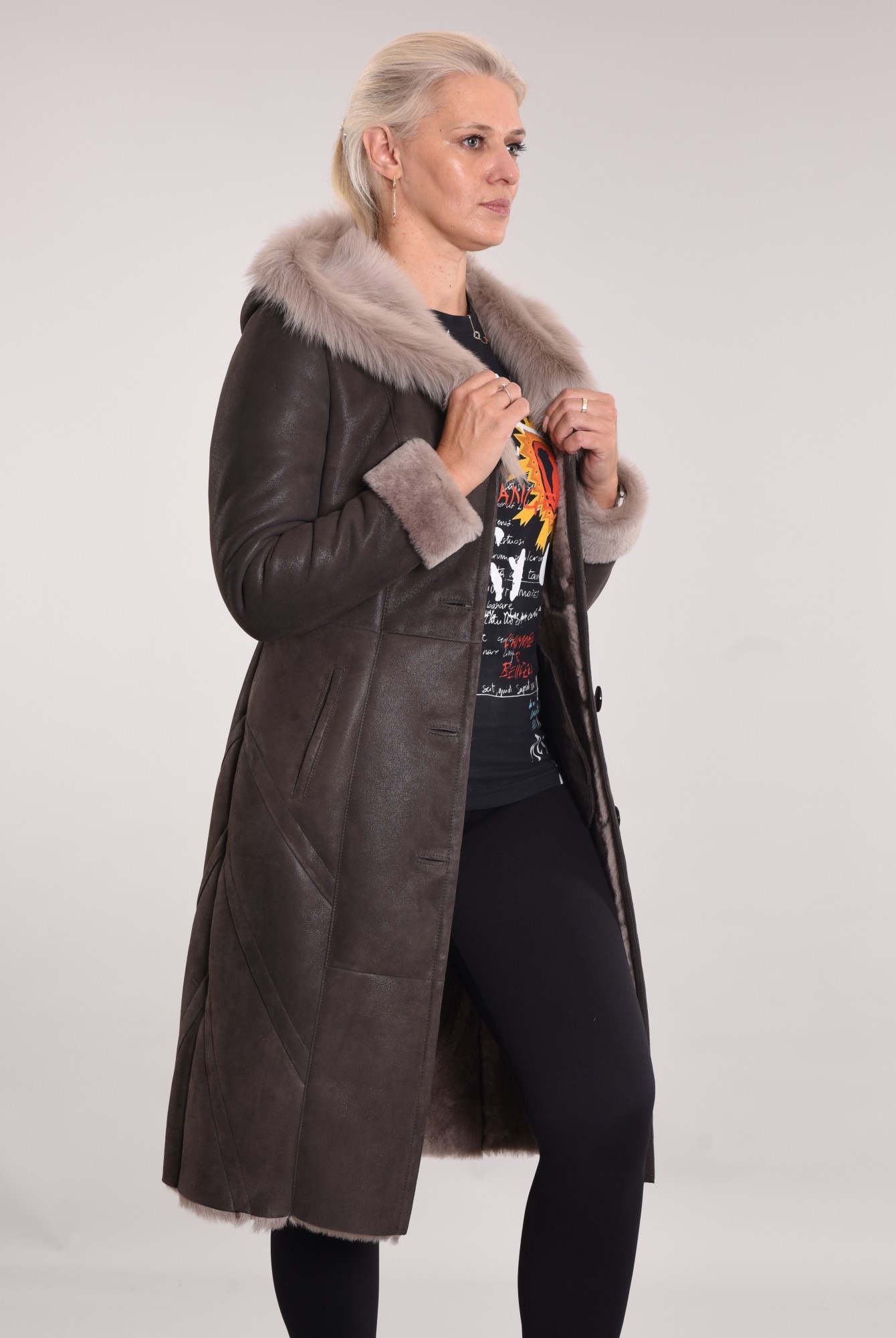 Дублёнка с капюшоном тоскана