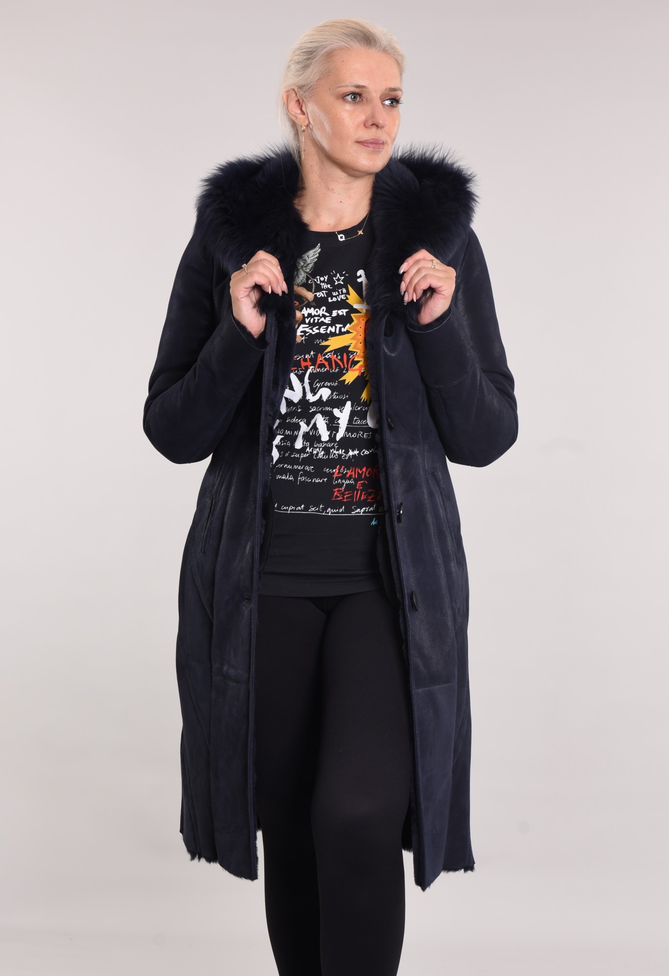 Дублёнка с капюшоном тоскана