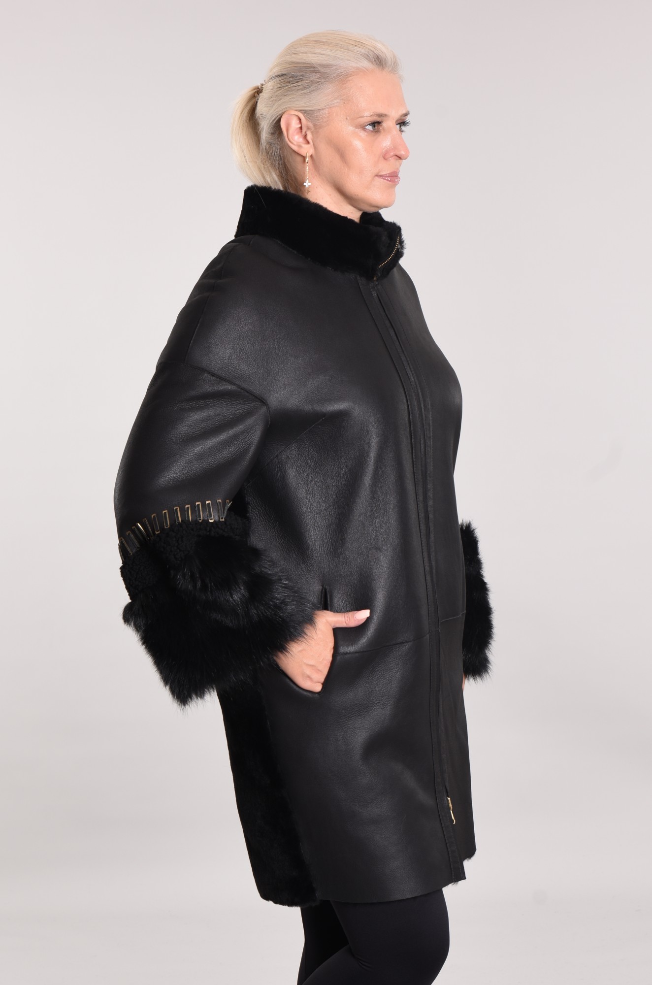 Дублёнка из овчины с покрытием силка