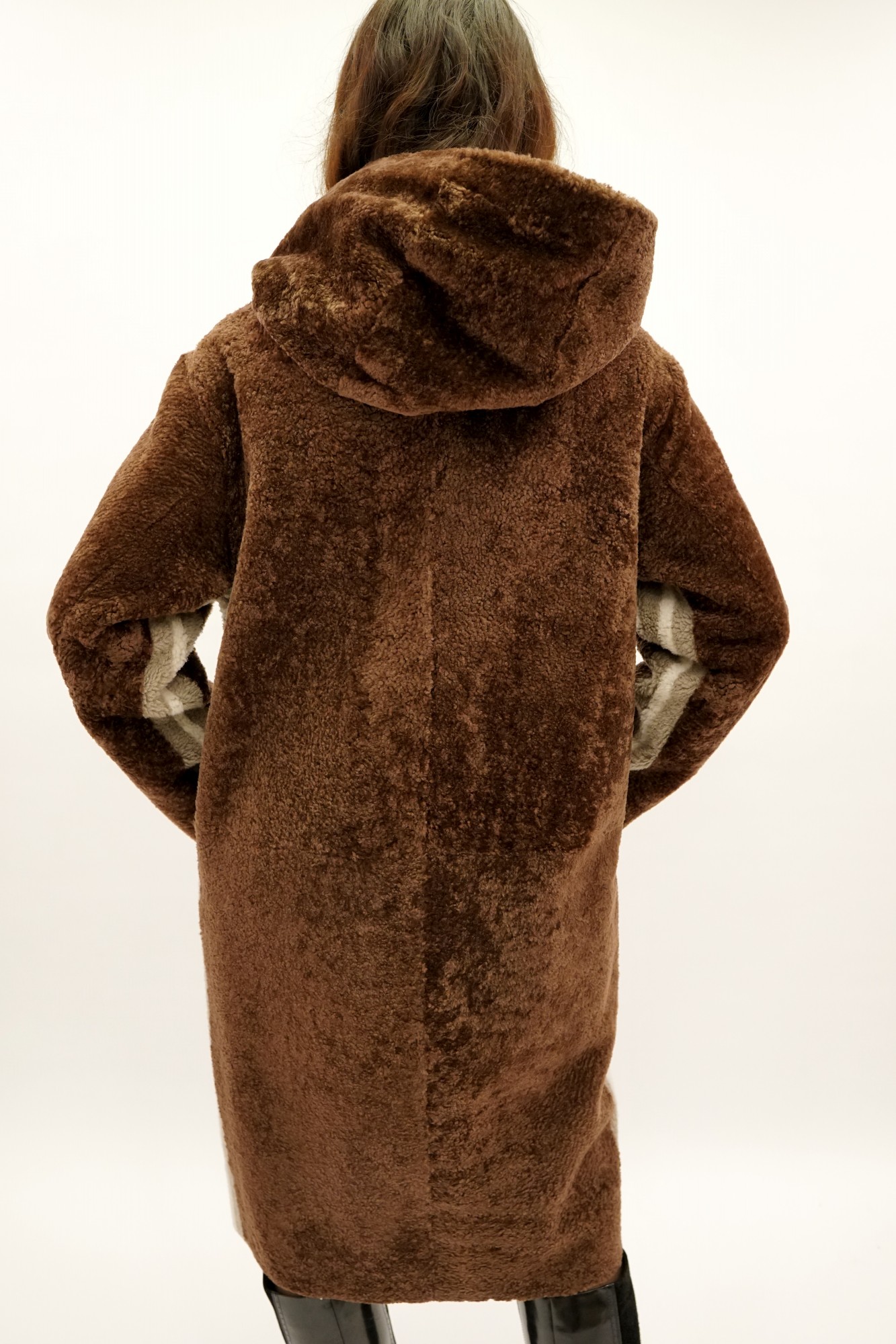 Дублёнка том-кёрли двусторонняя с капюшоном