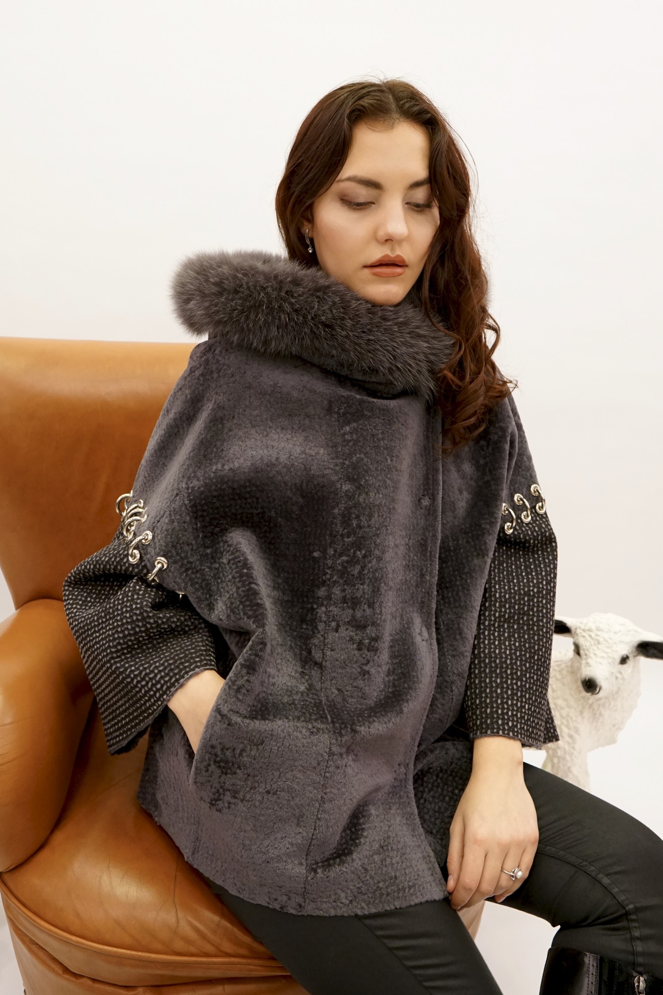 Astragan with coating, Arctic fox along the edges of the hood