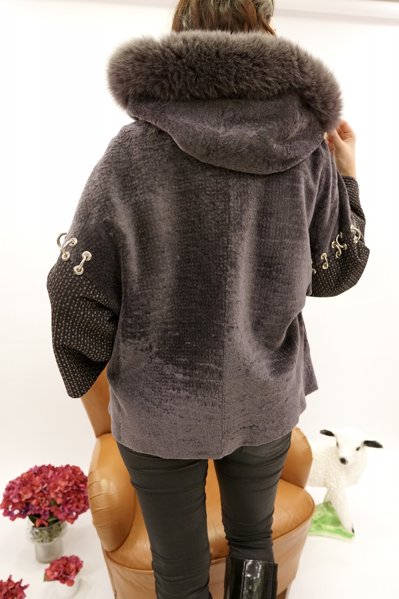 Astragan with coating, Arctic fox along the edges of the hood