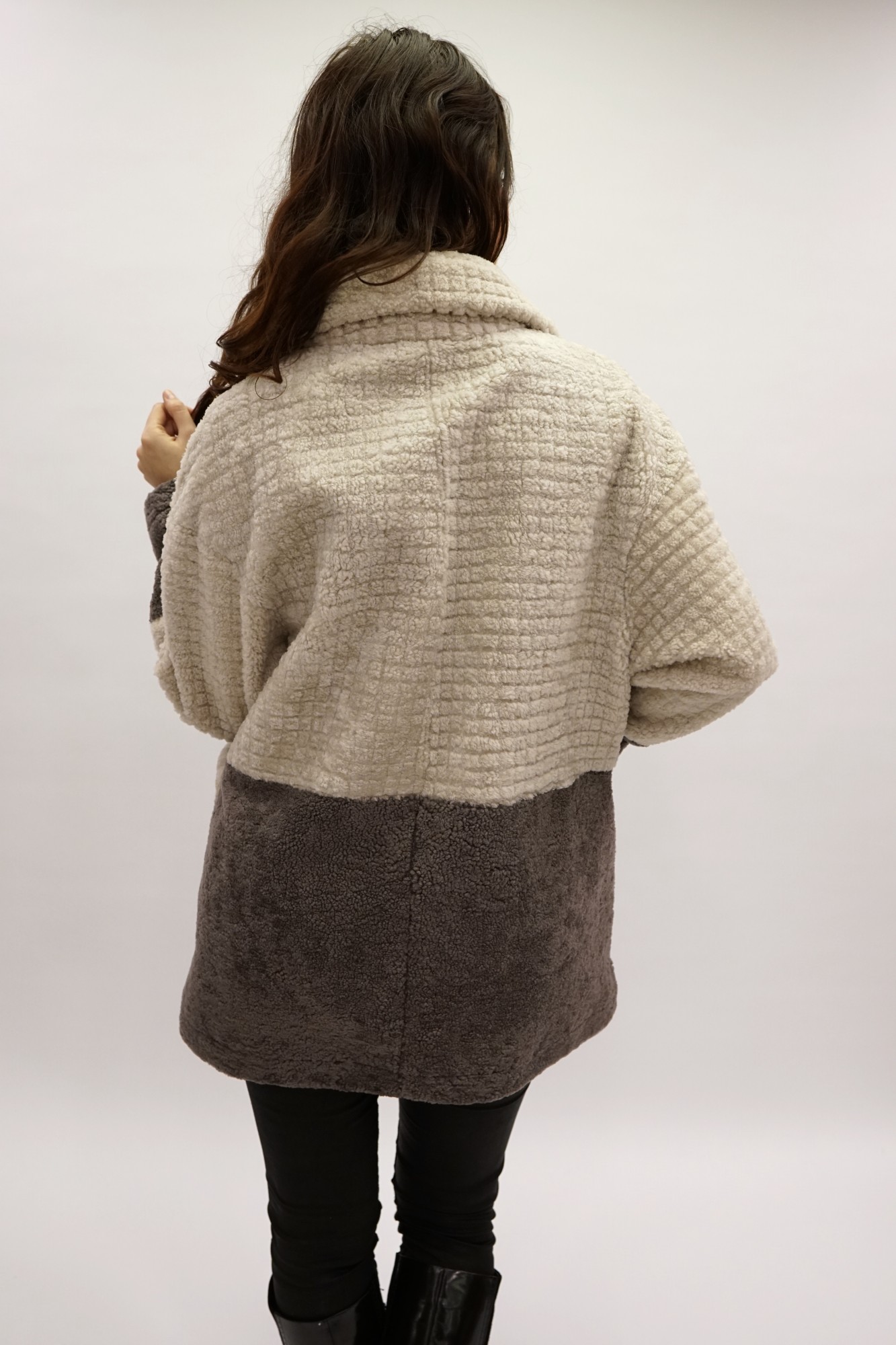 Дублёнка двусторонняя том-кёрли с покрытием, английский воротник