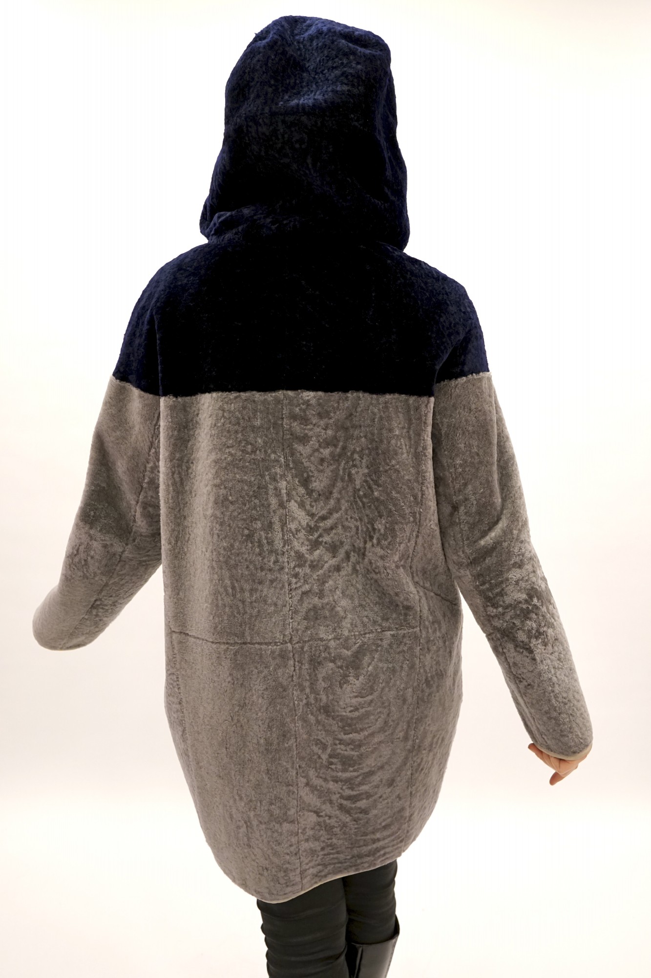 Astragan reversible coated model with hood