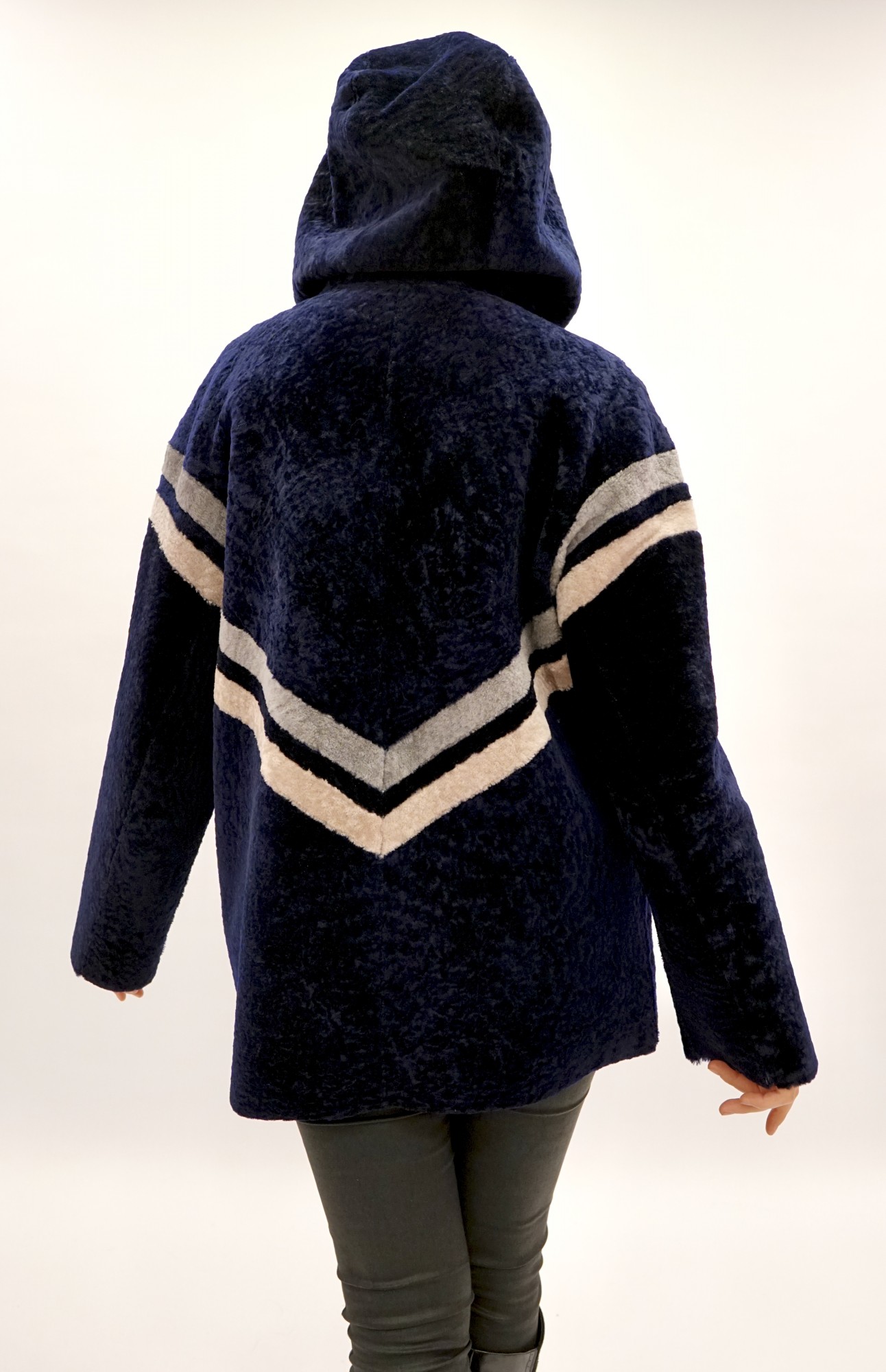 Astragan reversible coated model with hood