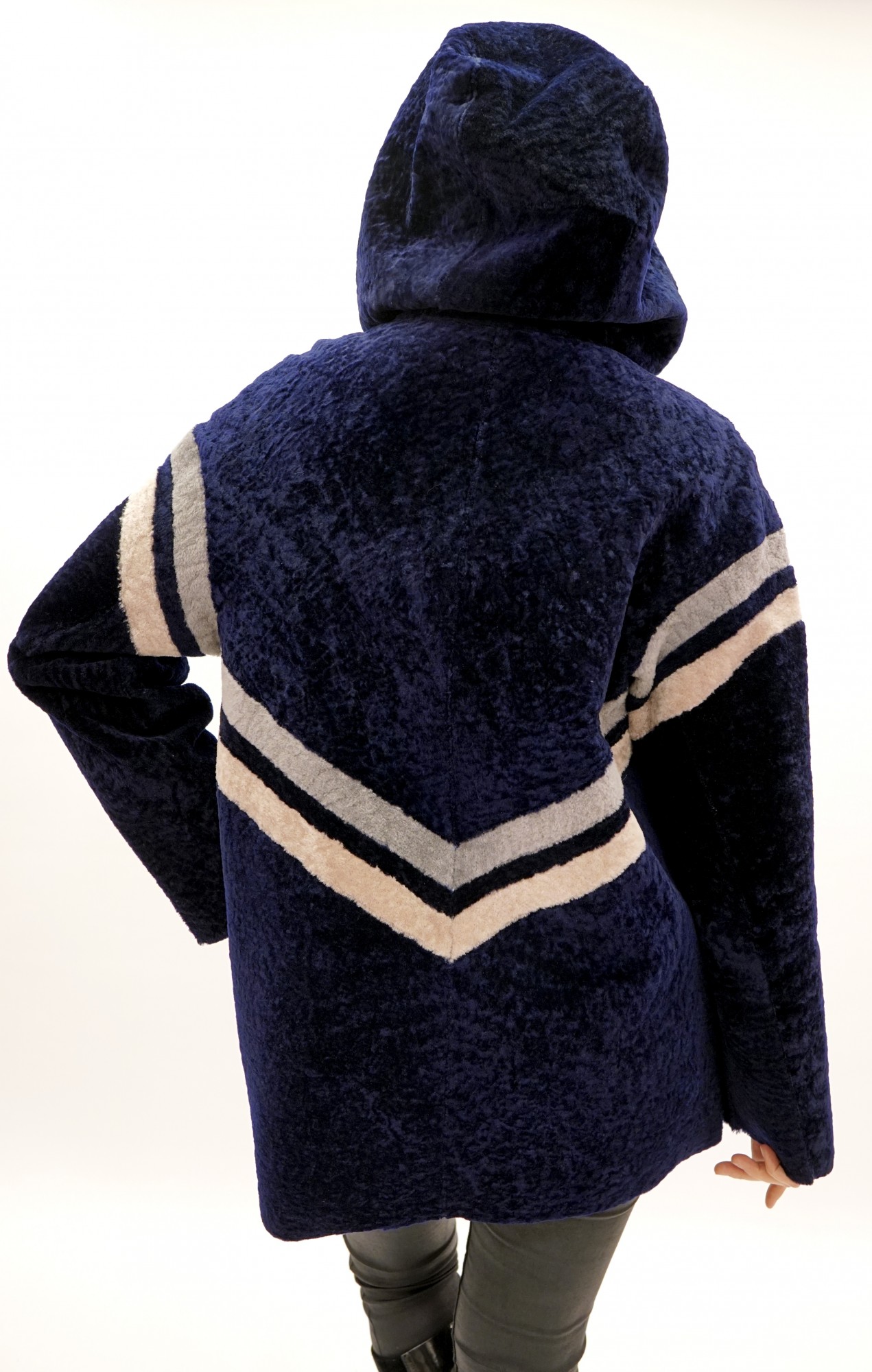 Astragan reversible coated model with hood