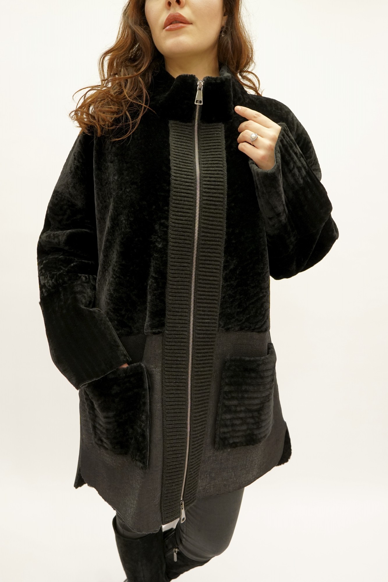 Астраган с покрытием, стойка воротник