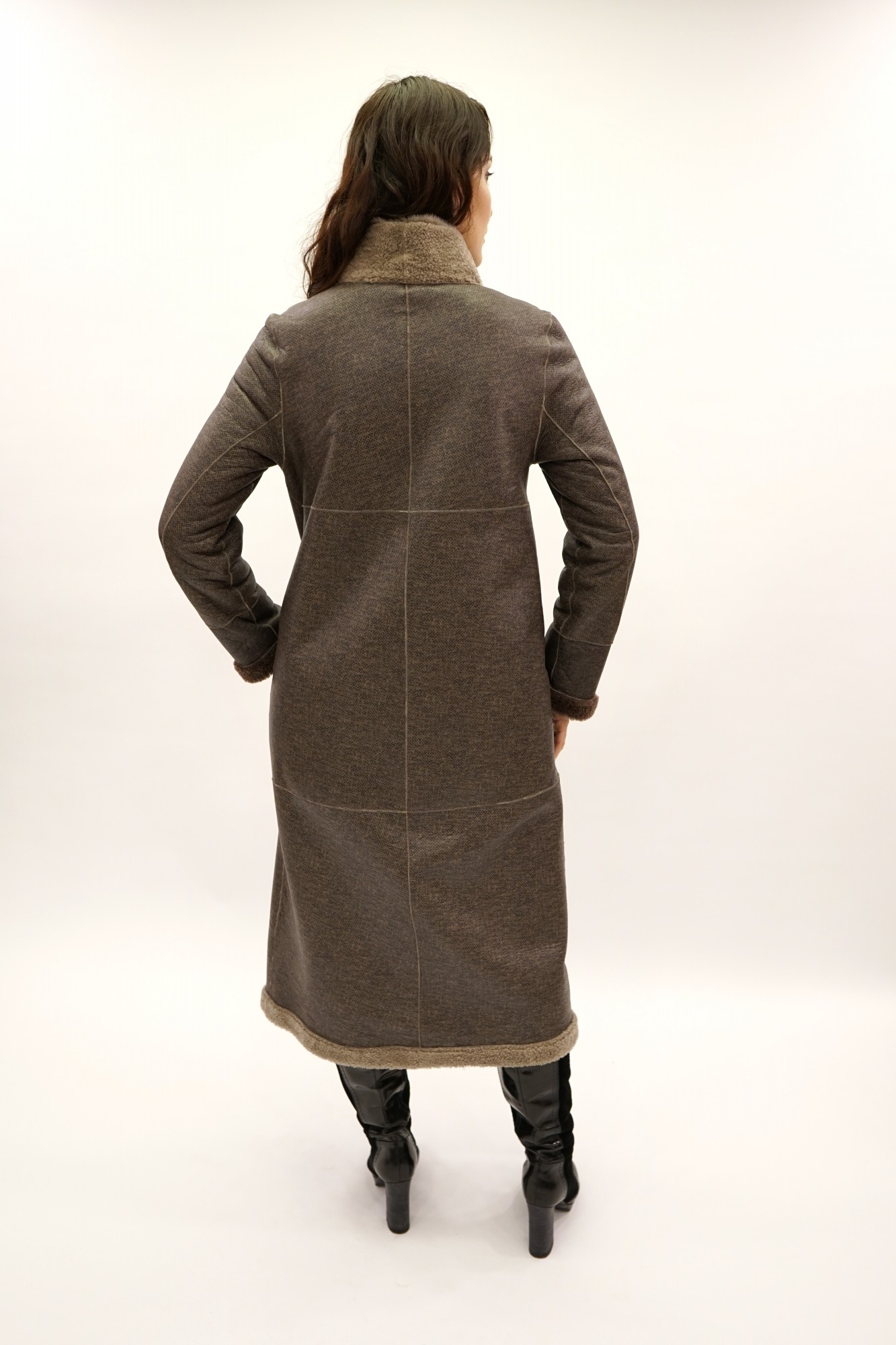 Дублёнка двусторонняя модель том-кёрли, стойка воротник норка