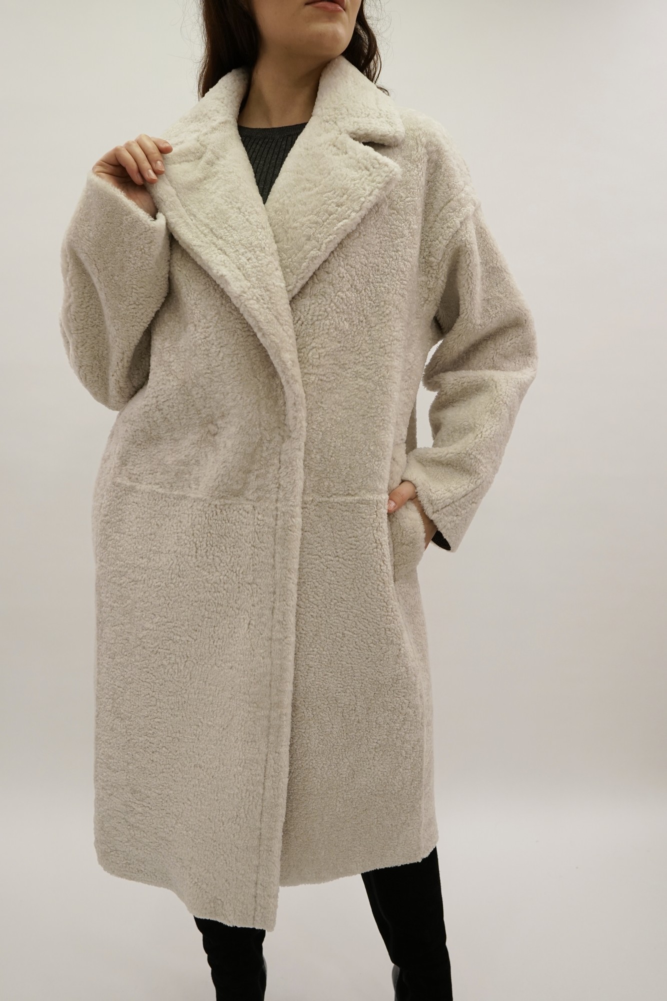 Дублёнка том-кёрли с покрытием. Oversize