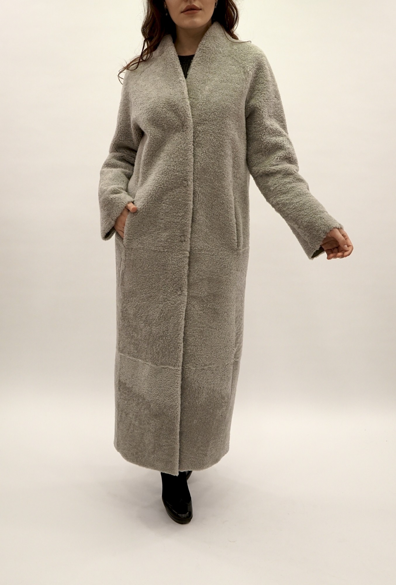 Дублёнка двусторонняя модель том-кёрли с покрытием силка