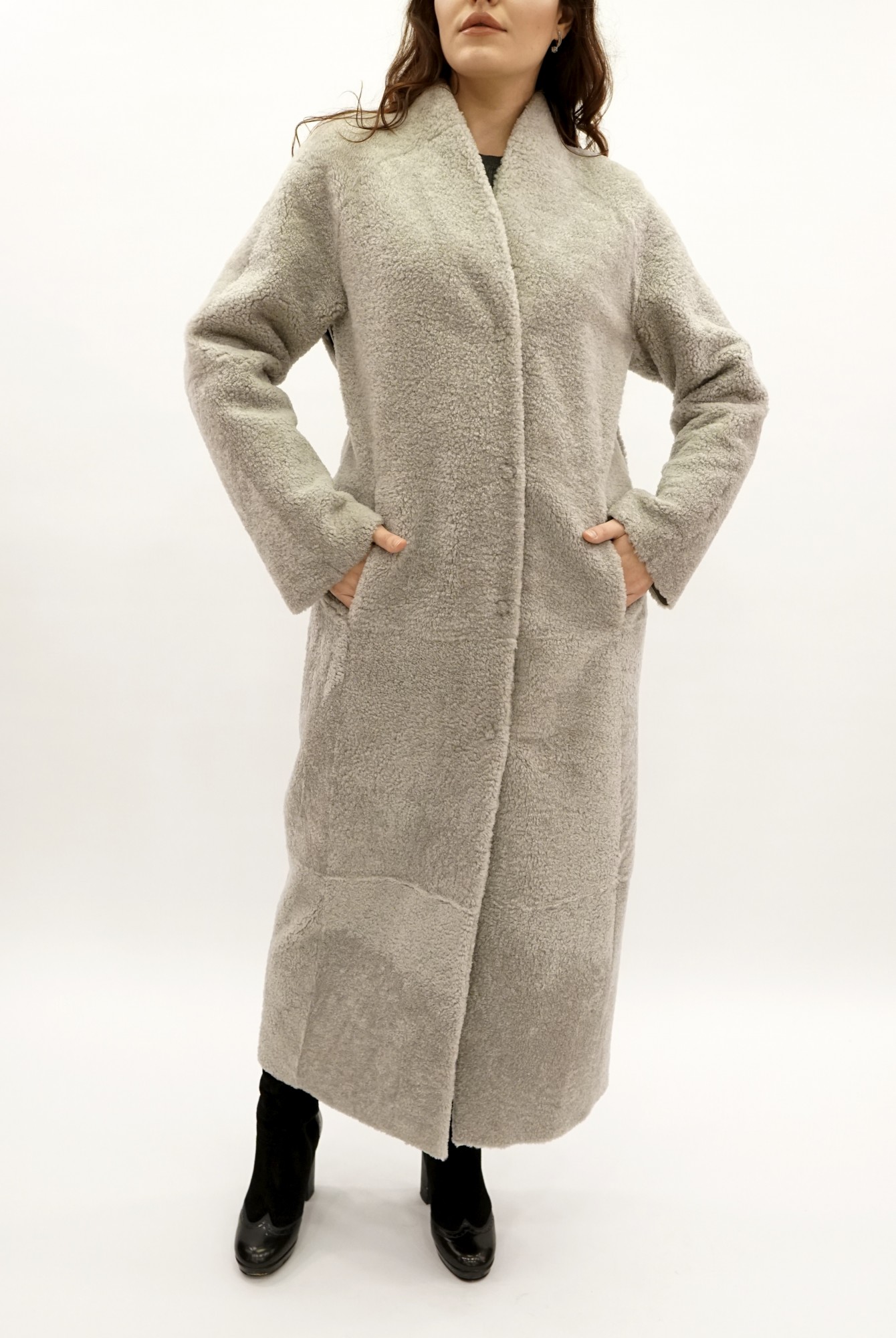 Дублёнка двусторонняя модель том-кёрли с покрытием силка