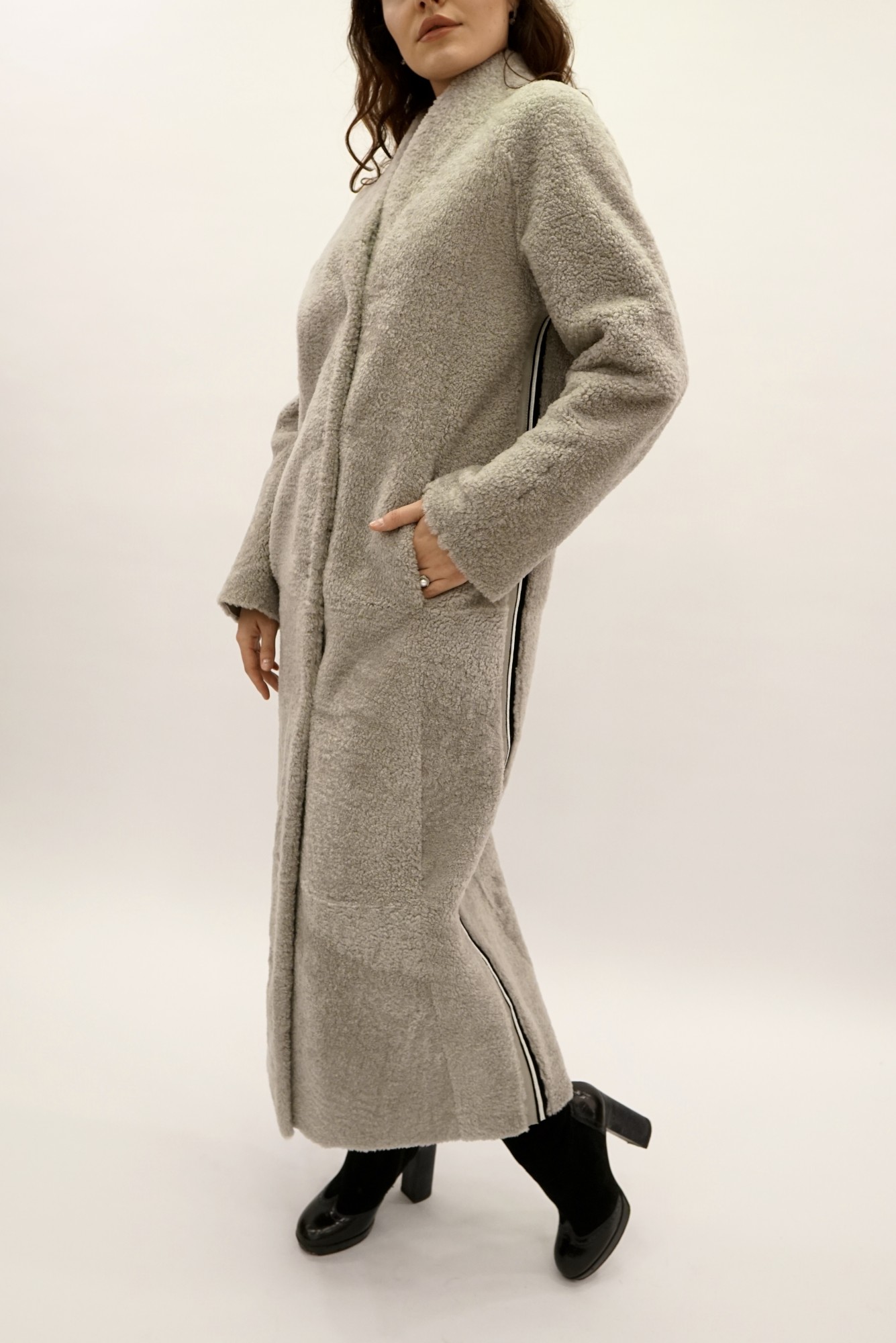 Дублёнка двусторонняя модель том-кёрли с покрытием силка