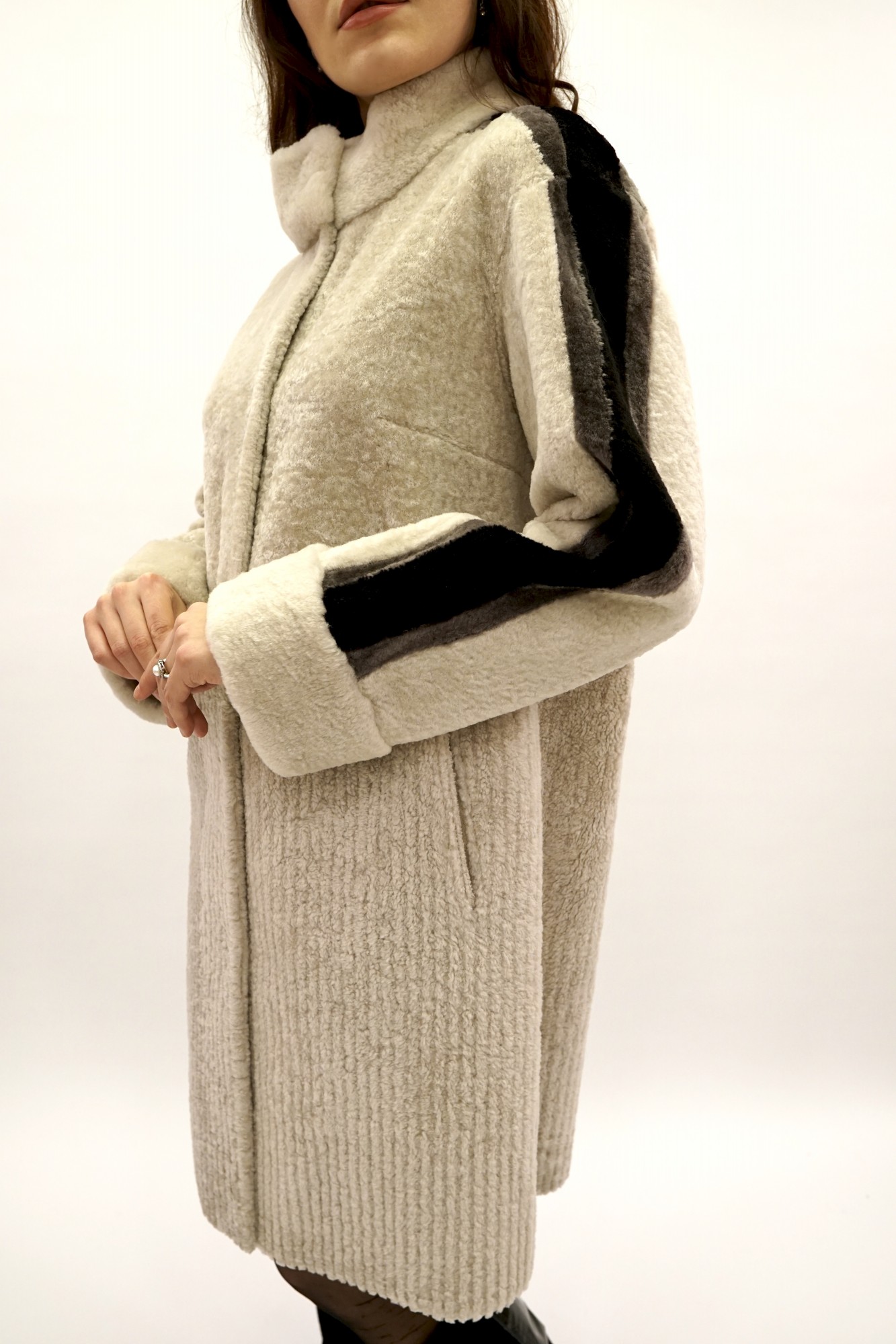 Дублёнка двусторонняя модель том-кёрли с покрытием, стойка воротник и манжеты Rex