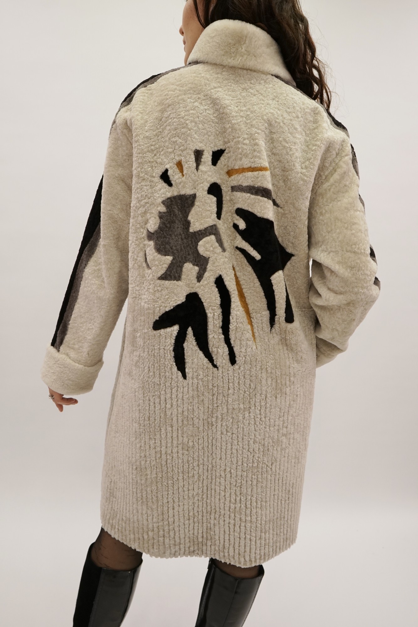 Дублёнка двусторонняя модель том-кёрли с покрытием, стойка воротник и манжеты Rex