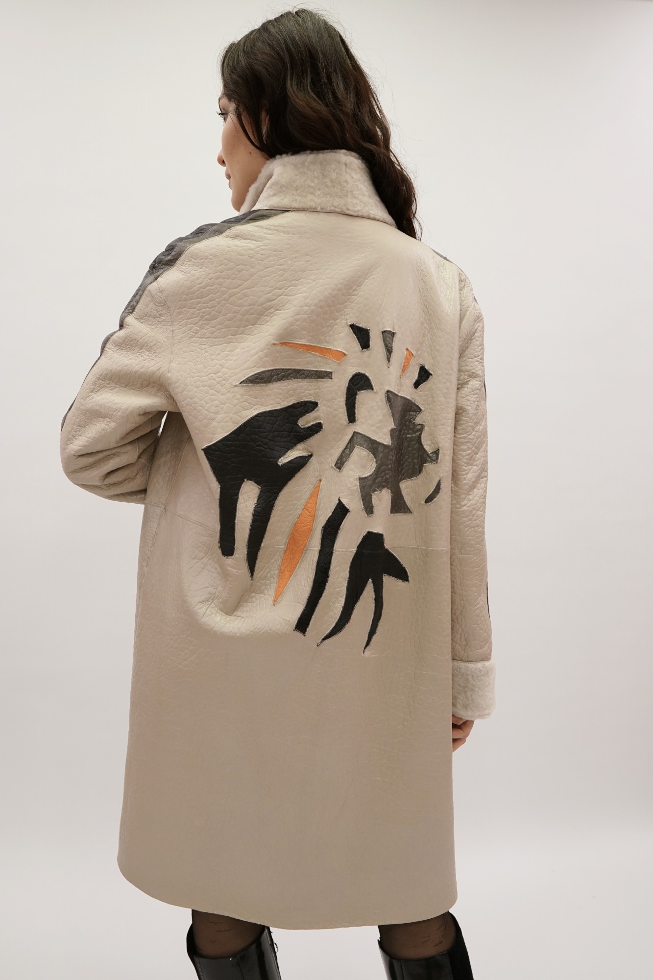 Дублёнка двусторонняя модель том-кёрли с покрытием, стойка воротник и манжеты Rex