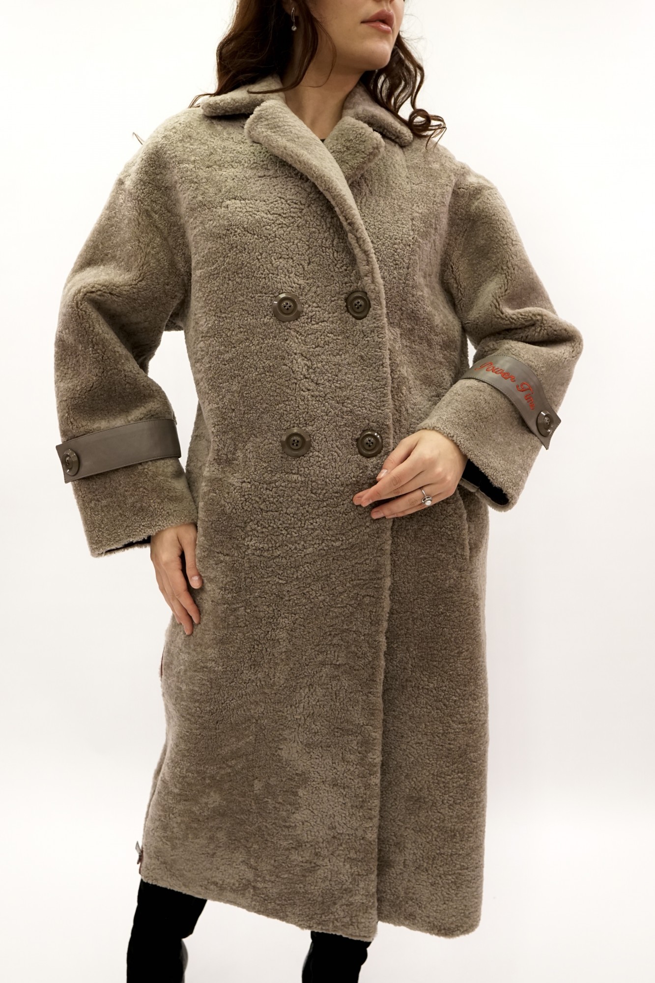 Дублёнка том кёрли с покрытием, английский воротник