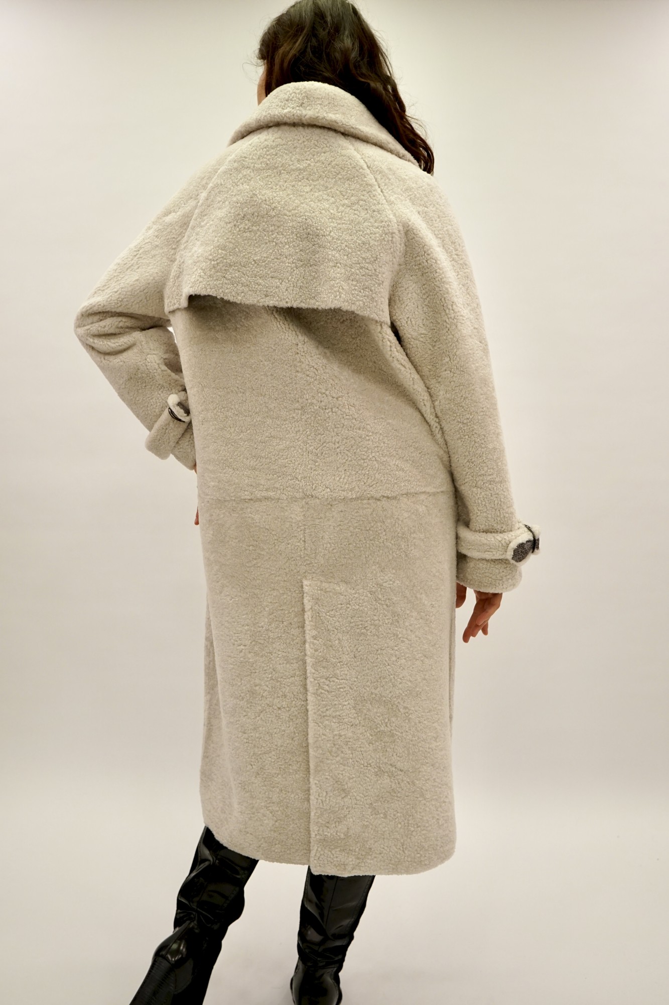 Дублёнка том-кёрли с покрытием, английский воротник