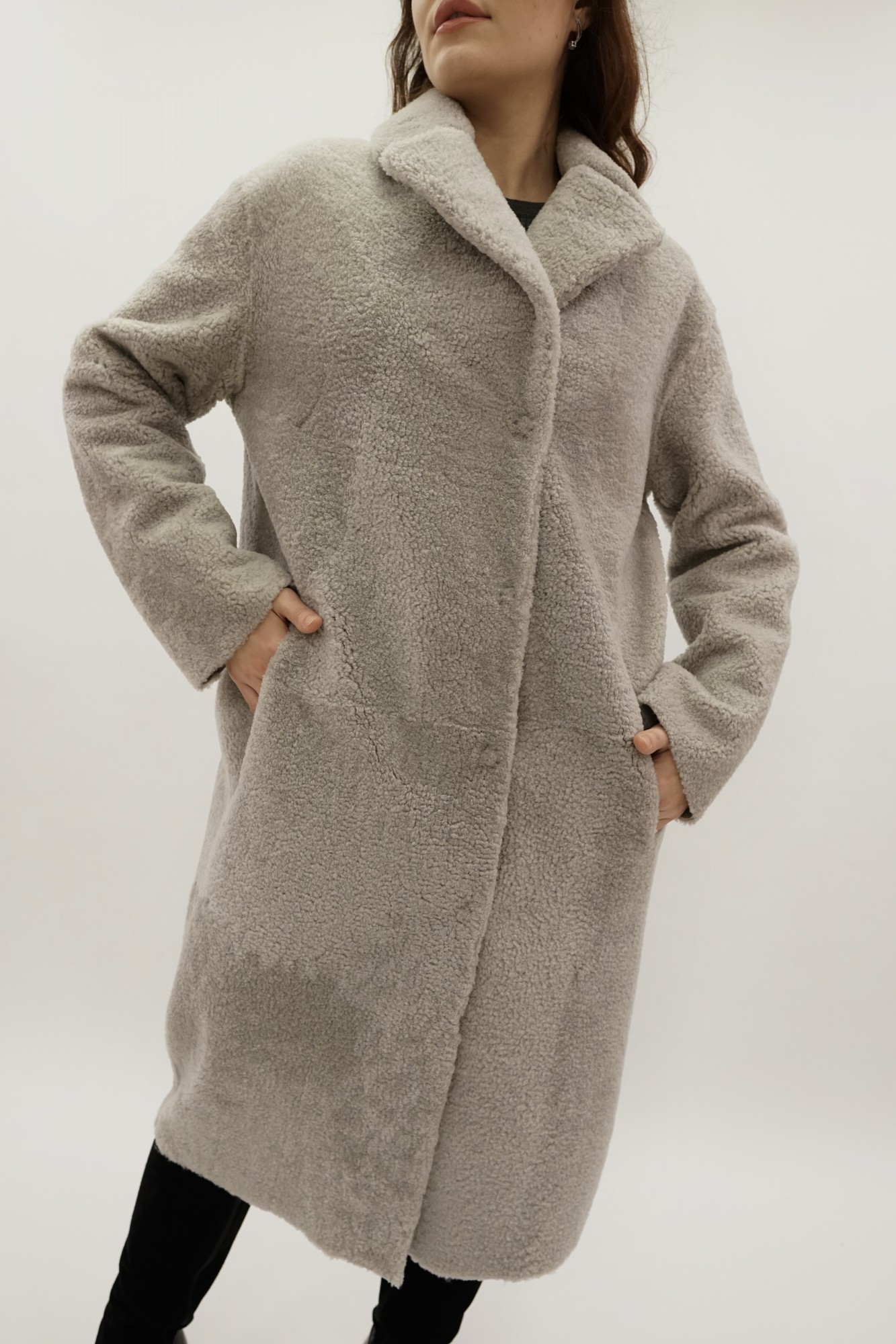 Дублёнка том-кёрли силка, английский воротник