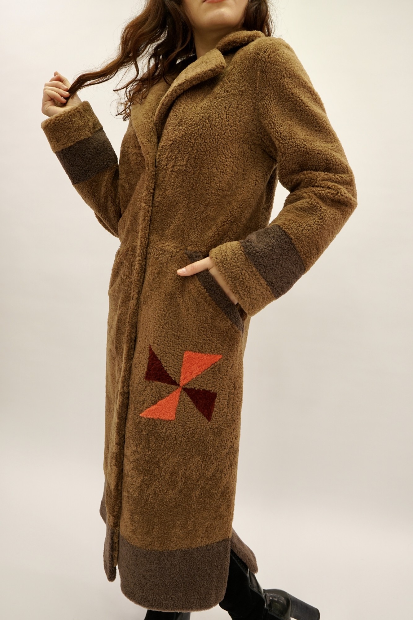 Дублёнка том-кёрли с покрытием, английский воротник