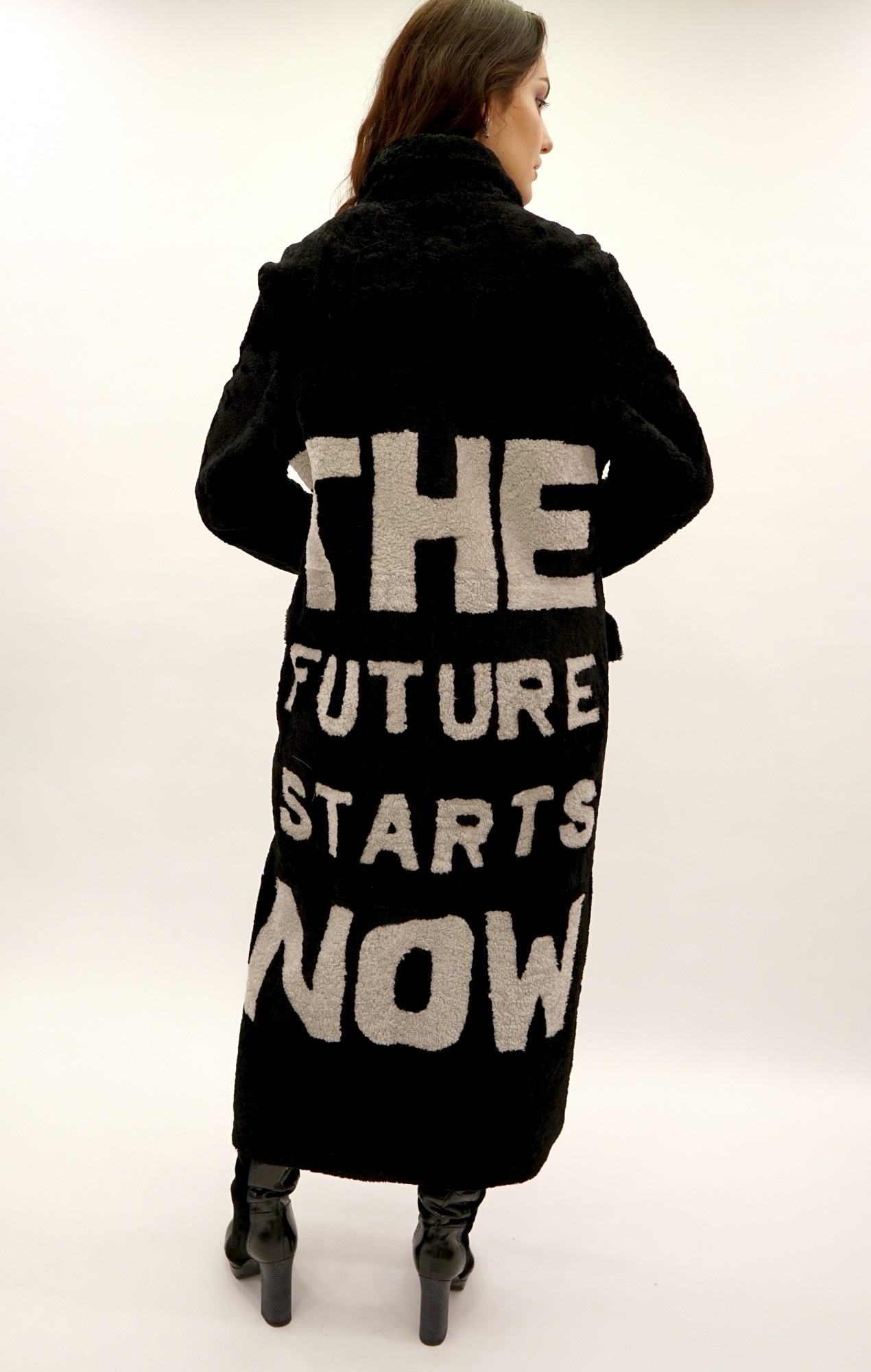 Дублёнка том-кёрли с покрытием силка, английский воротник