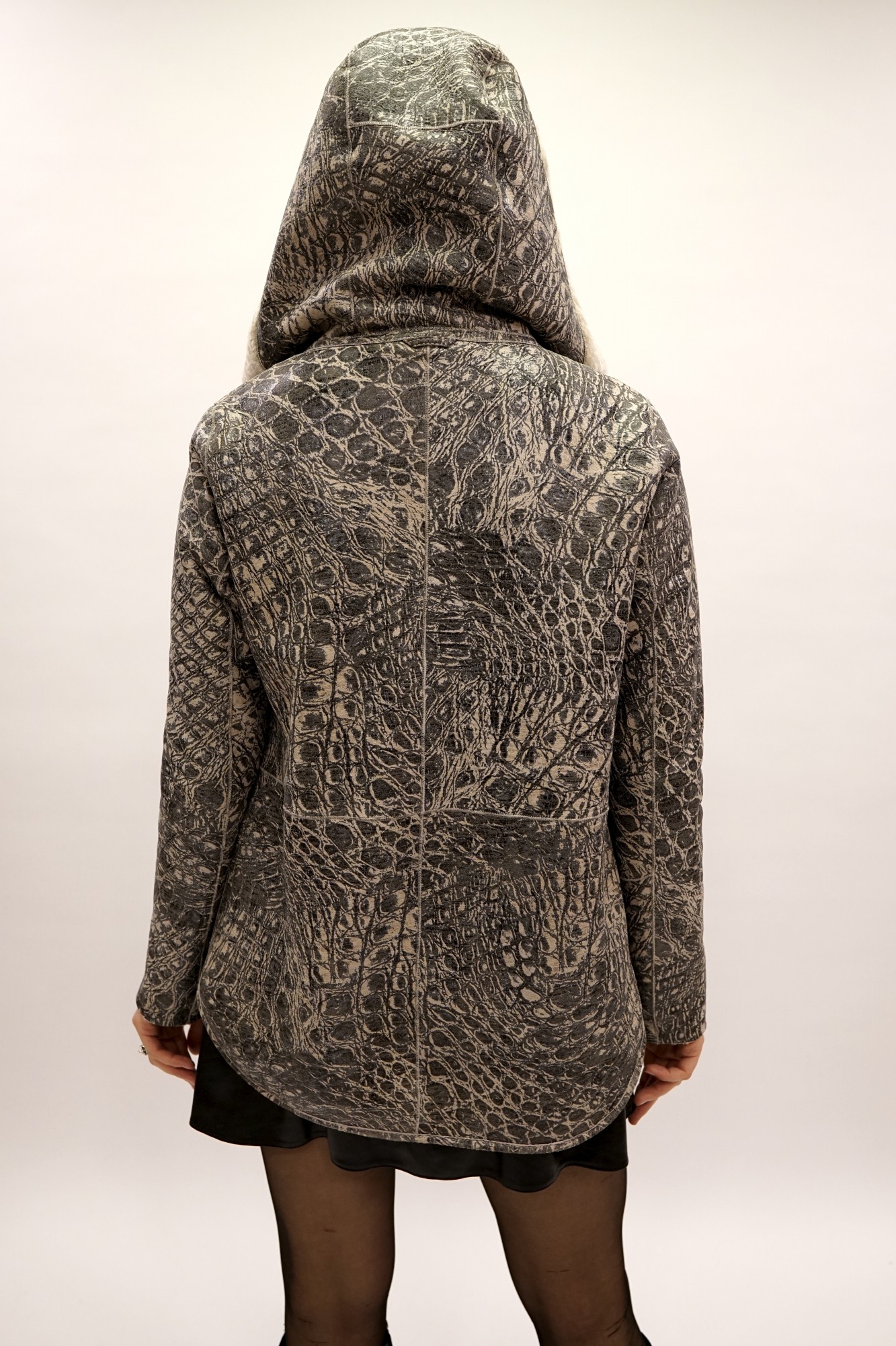 Astragan reversible coated model with hood