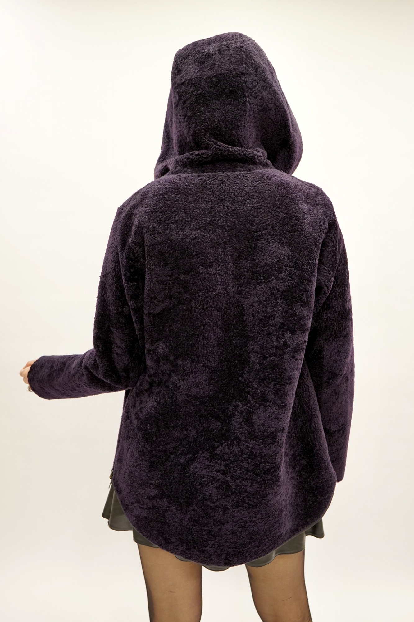 Sheepskin coat reversible tom curly coated with hood