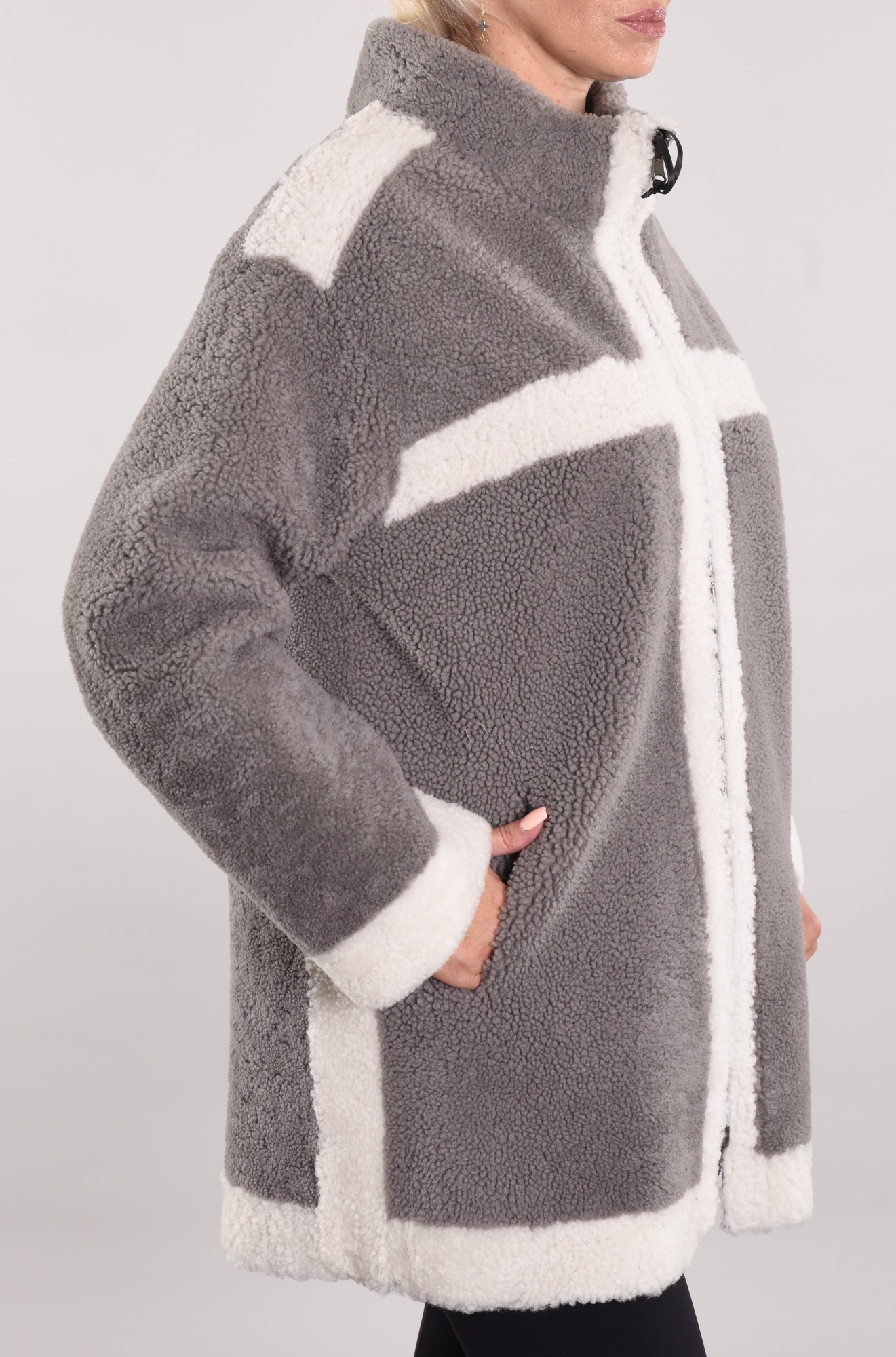 Дублёнка том-кёрли бомбер двусторонняя с покрытием