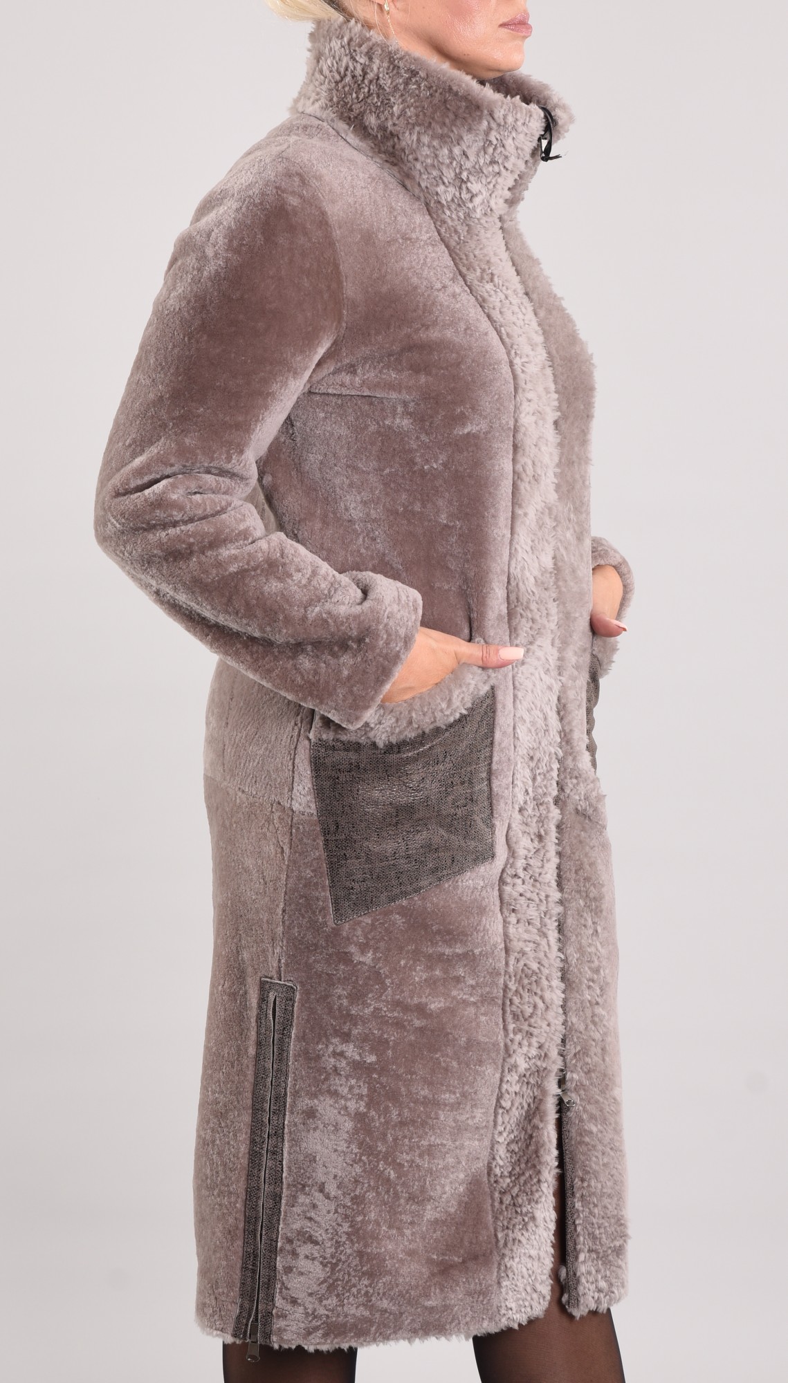 Астраган двусторонняя модель, воротник и перед изделия - тифтик