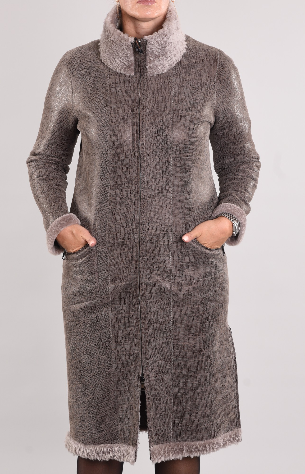 Астраган двусторонняя модель, воротник и перед изделия - тифтик