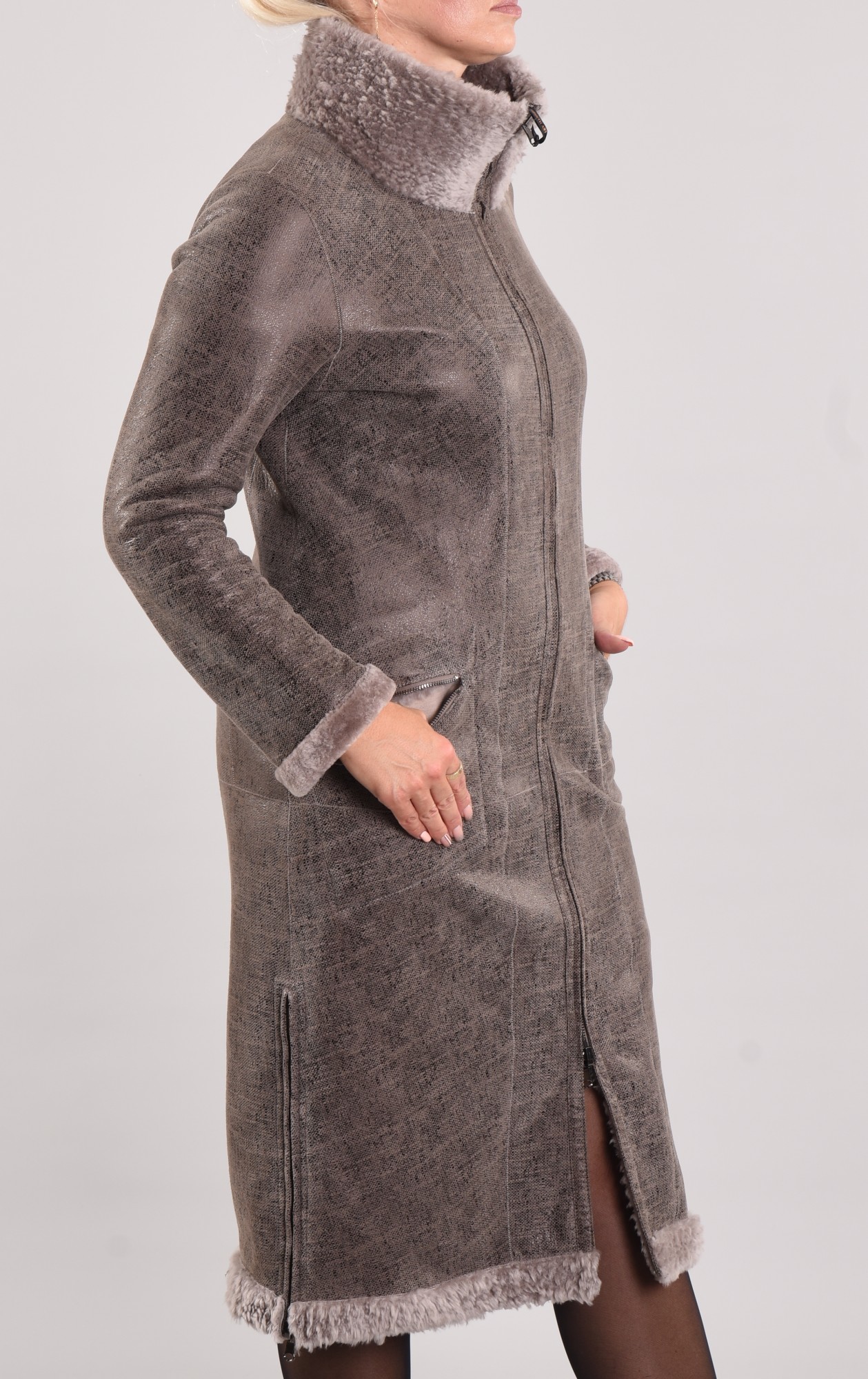 Астраган двусторонняя модель, воротник и перед изделия - тифтик