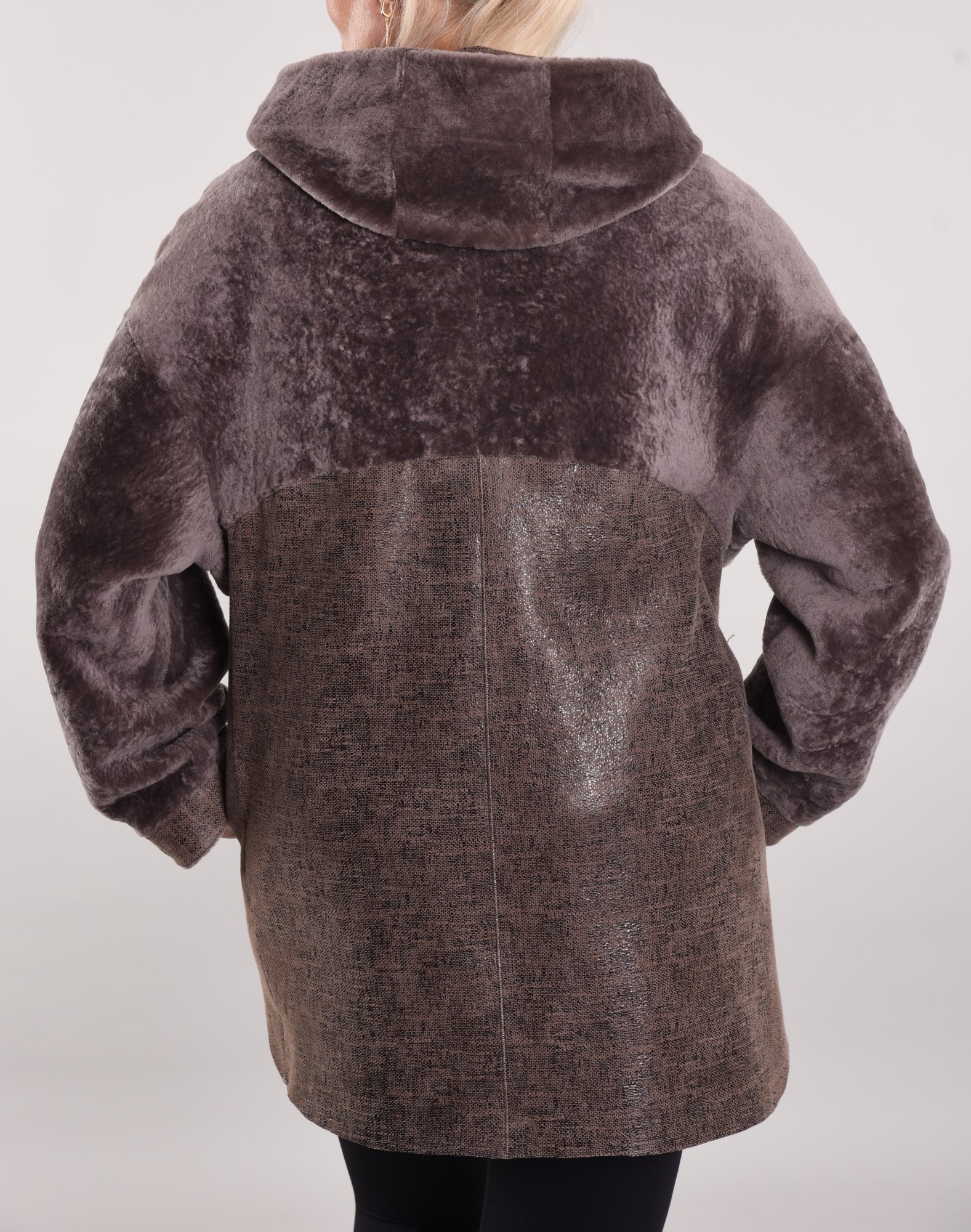 Astragan hooded coated oversize