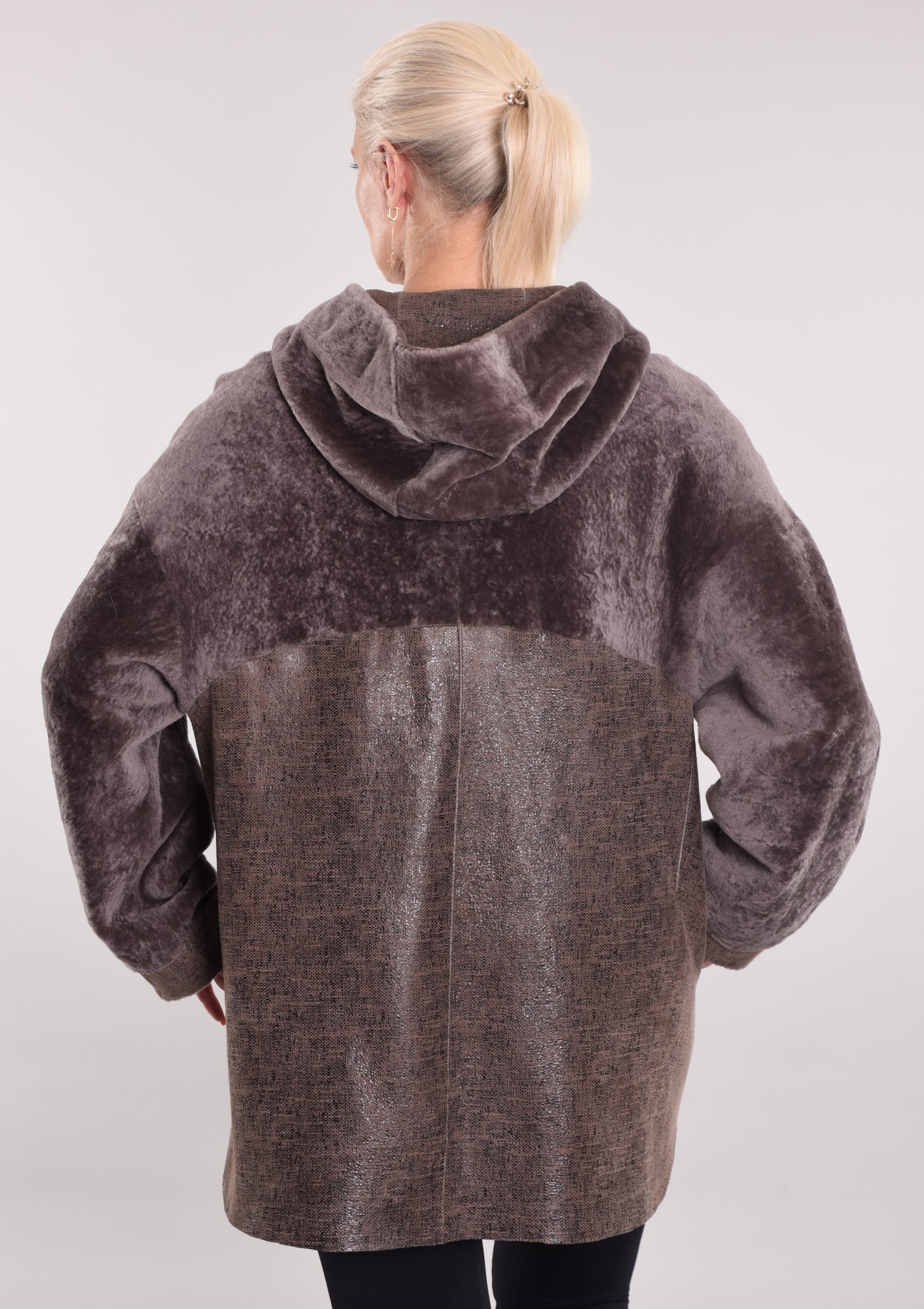 Astragan hooded coated oversize