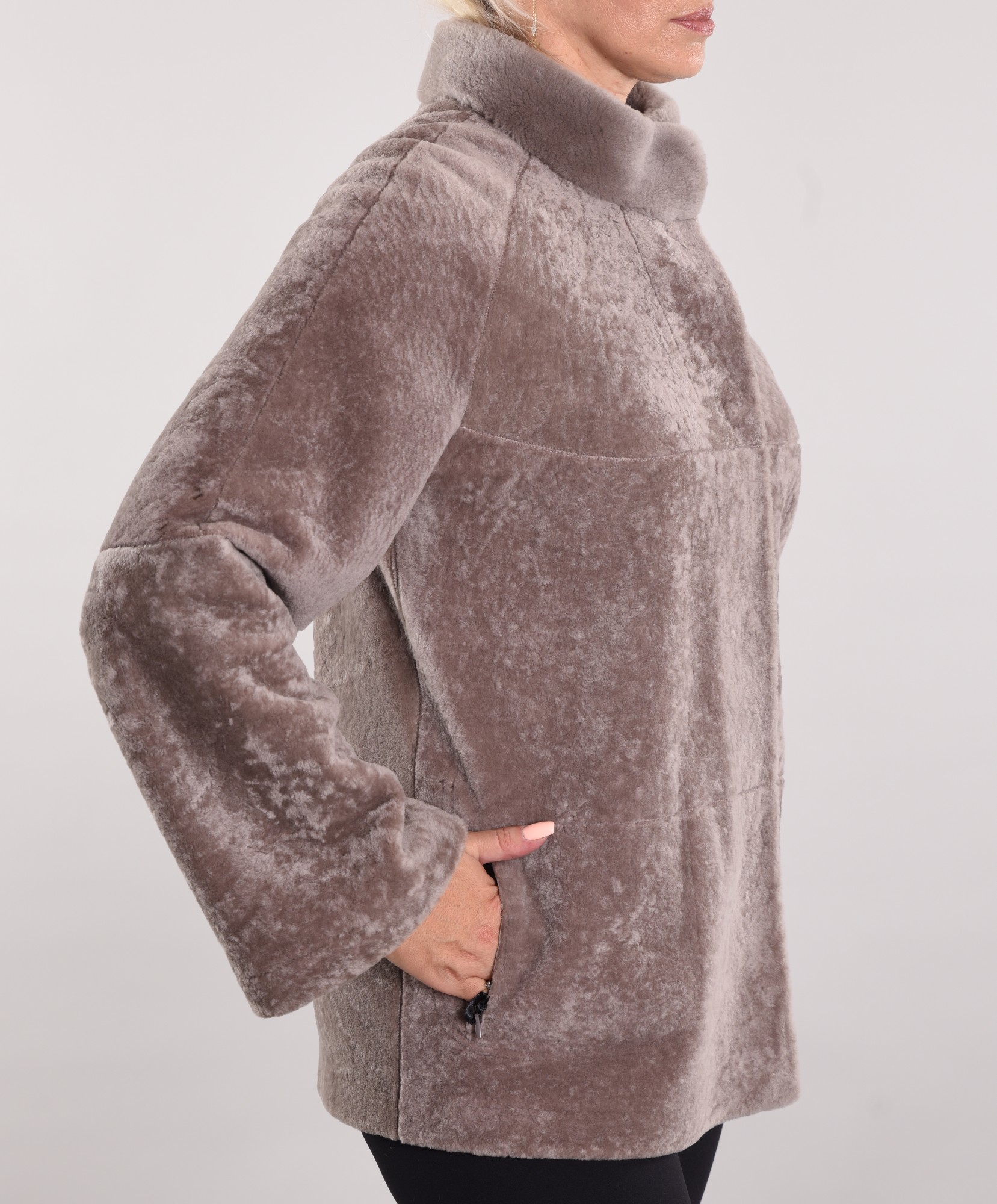 Астраган с покрытием двусторонняя модель oversize