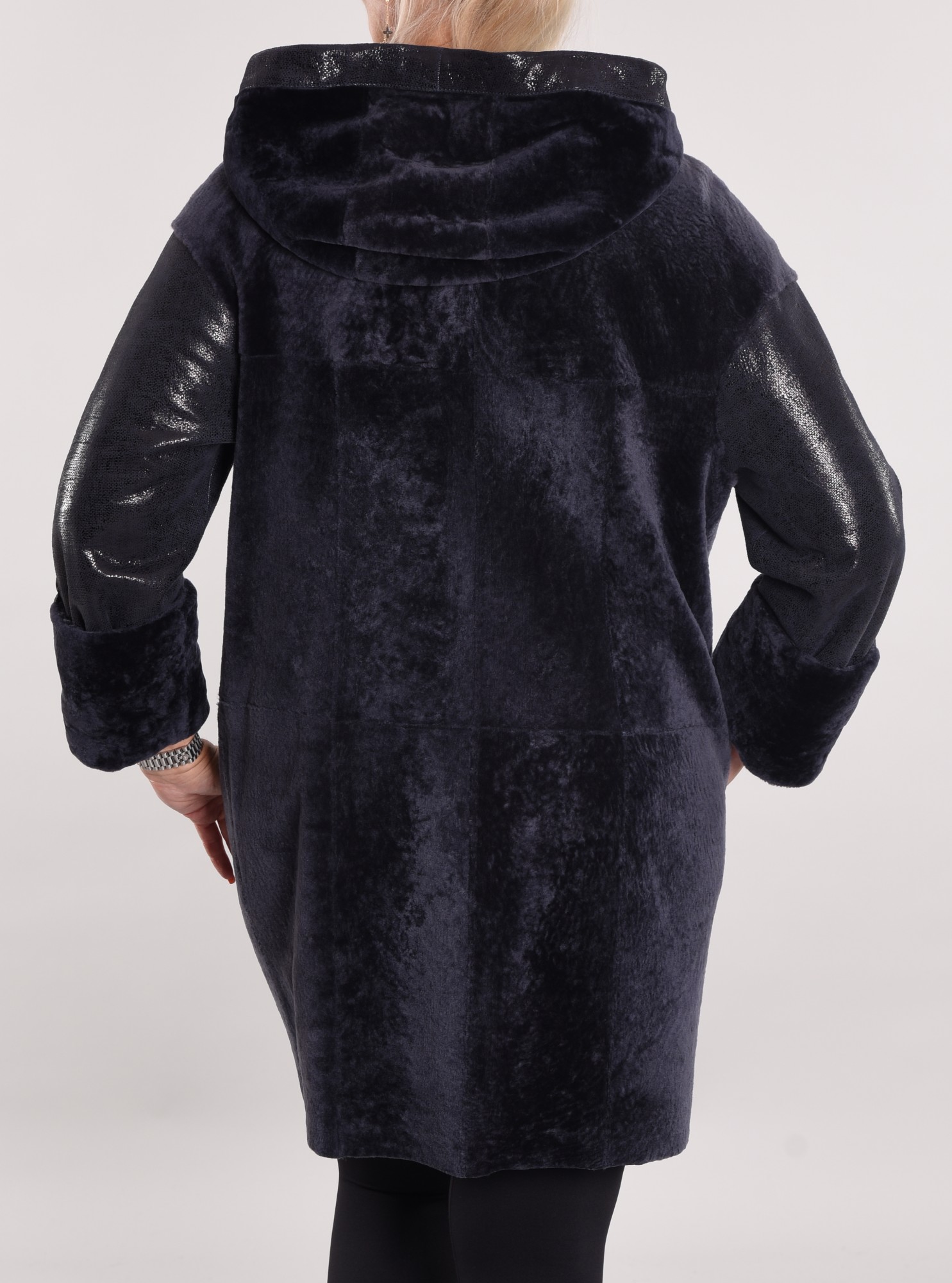 Astragan reversible coated model with hood