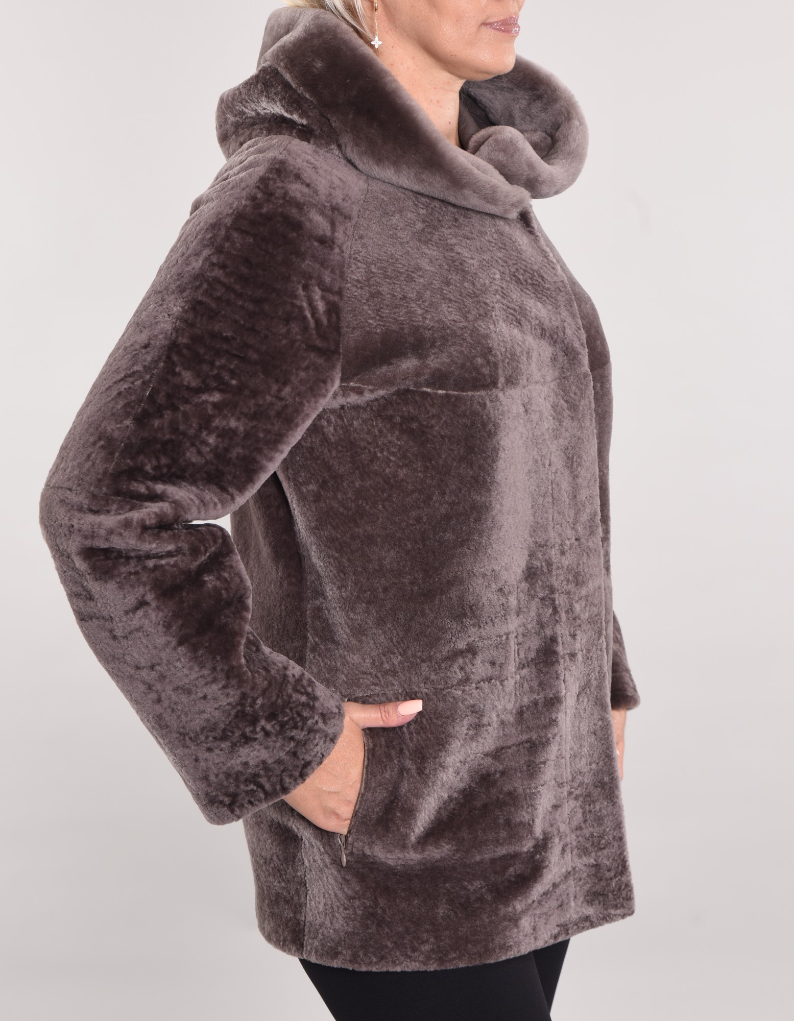 Астраган с покрытием двусторонняя модель с капюшоном oversize