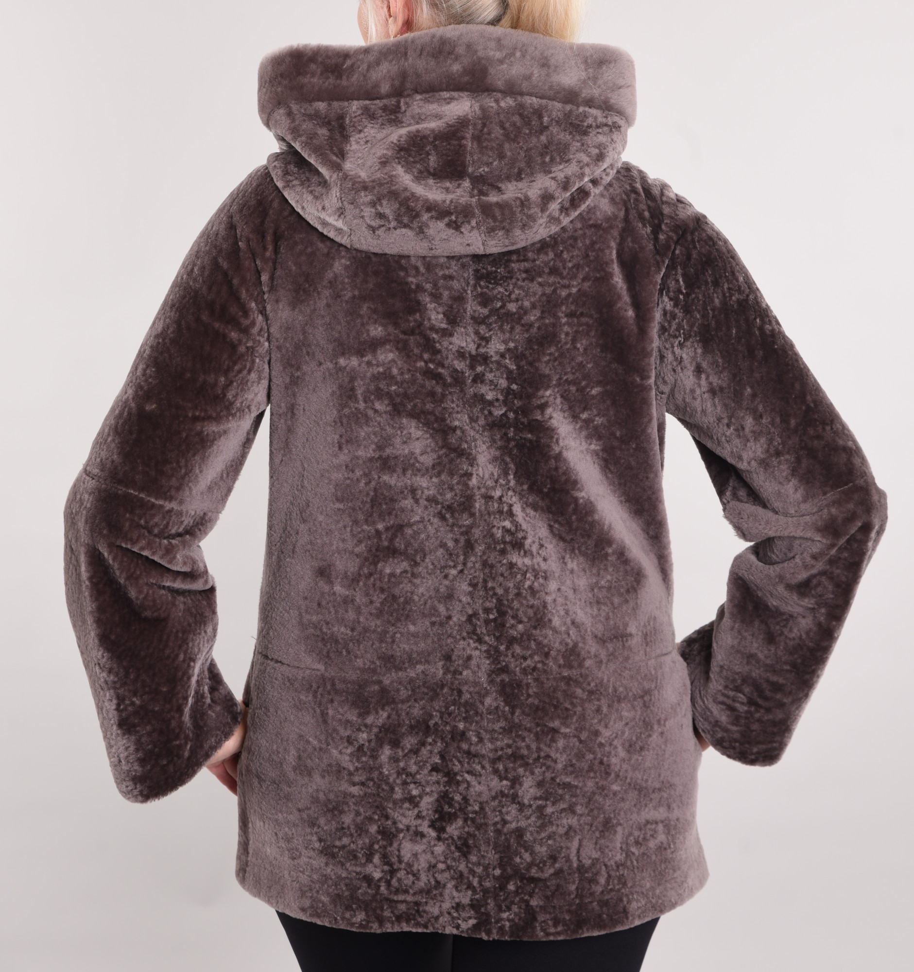 Астраган с покрытием двусторонняя модель с капюшоном oversize