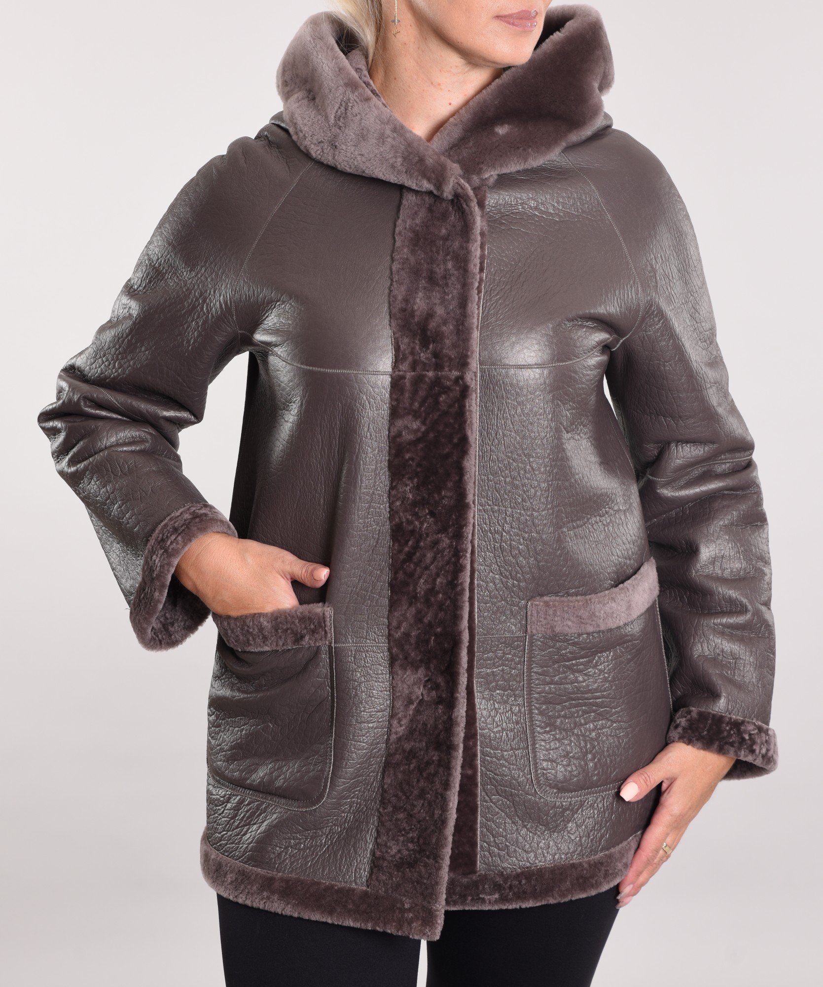 Астраган с покрытием двусторонняя модель с капюшоном oversize