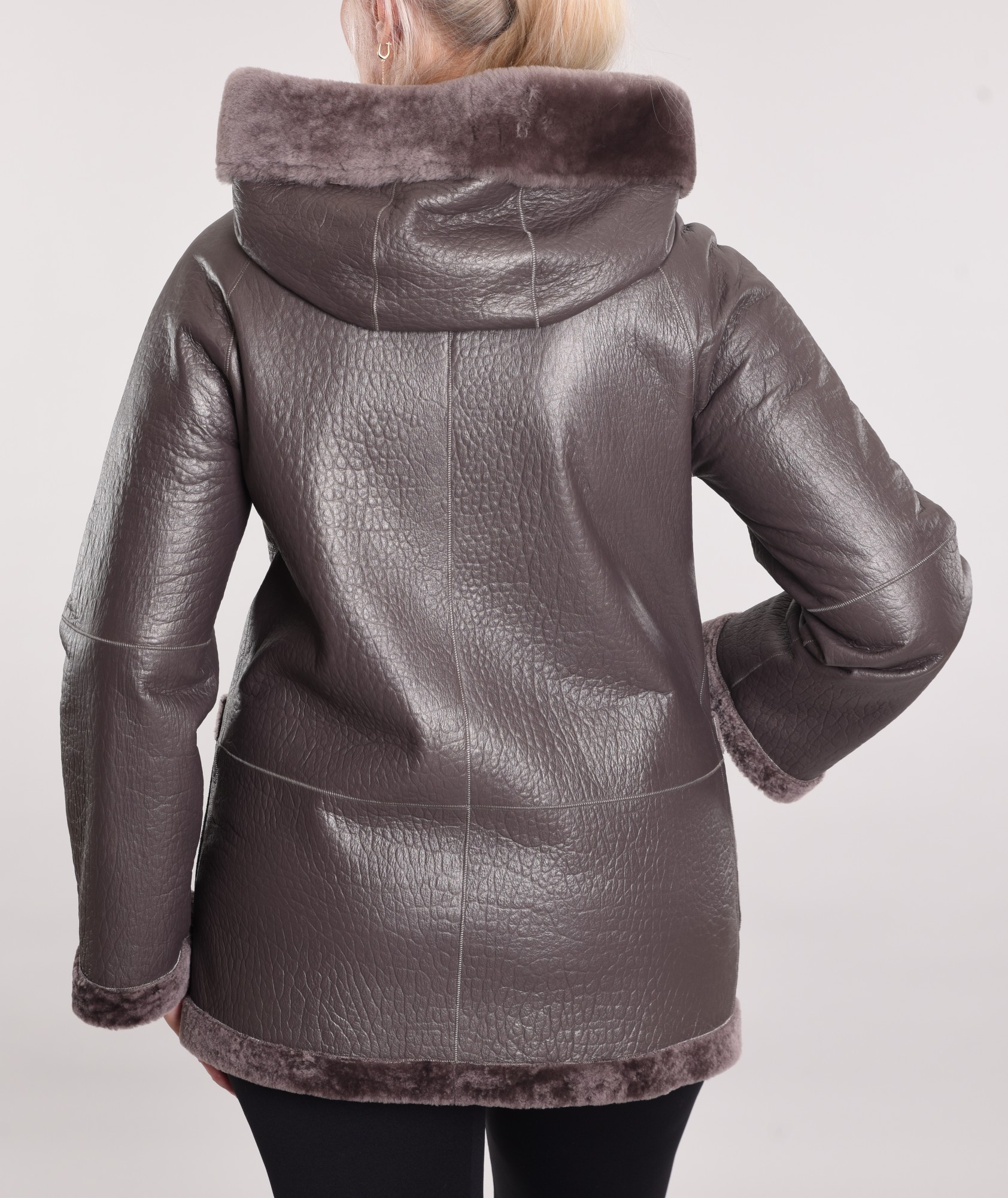 Астраган с покрытием двусторонняя модель с капюшоном oversize