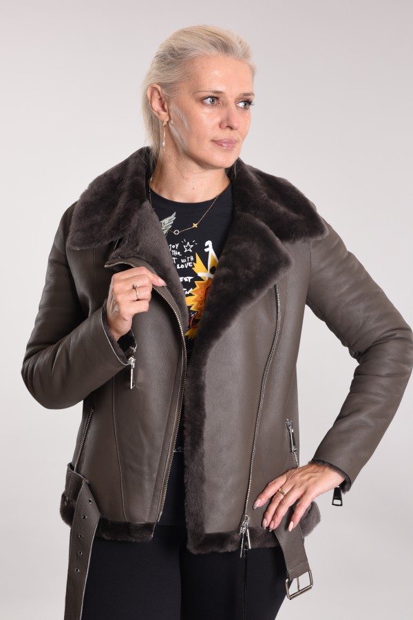 Coated biker jacket