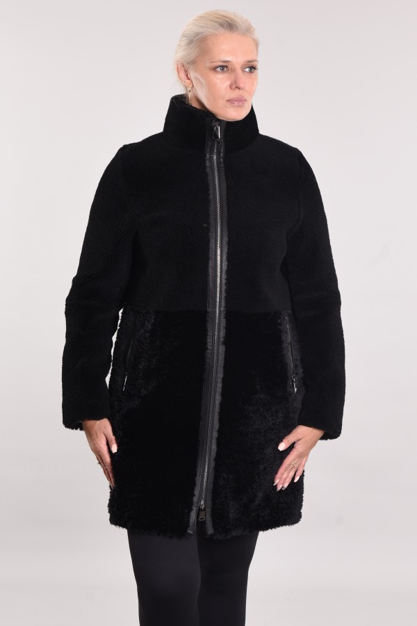 Combined sheepskin coat on top curly, bottom tiftik
