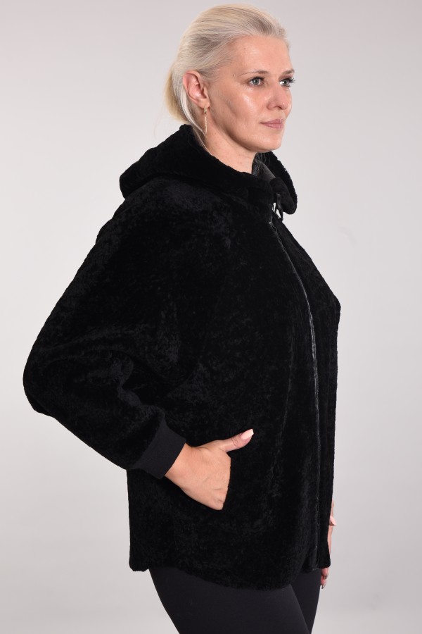 Astragan reversible model with a hood