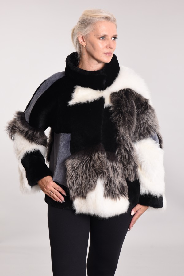 Combined sheepskin coat