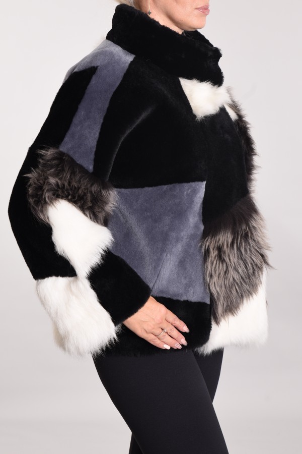 Combined sheepskin coat