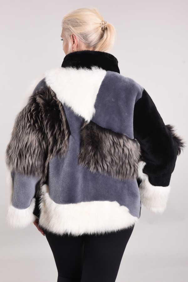 Combined sheepskin coat