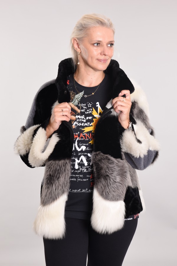 Combined sheepskin coat