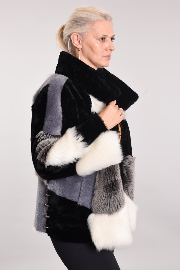 Combined sheepskin coat