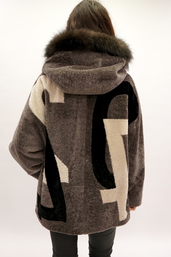 Astragan is a reversible model with a coating, Arctic fox along the edge of the hood