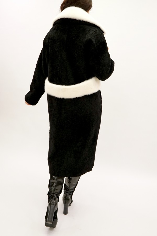 Дублёнка двусторонняя модель том-кёрли с покрытием силка. Oversize